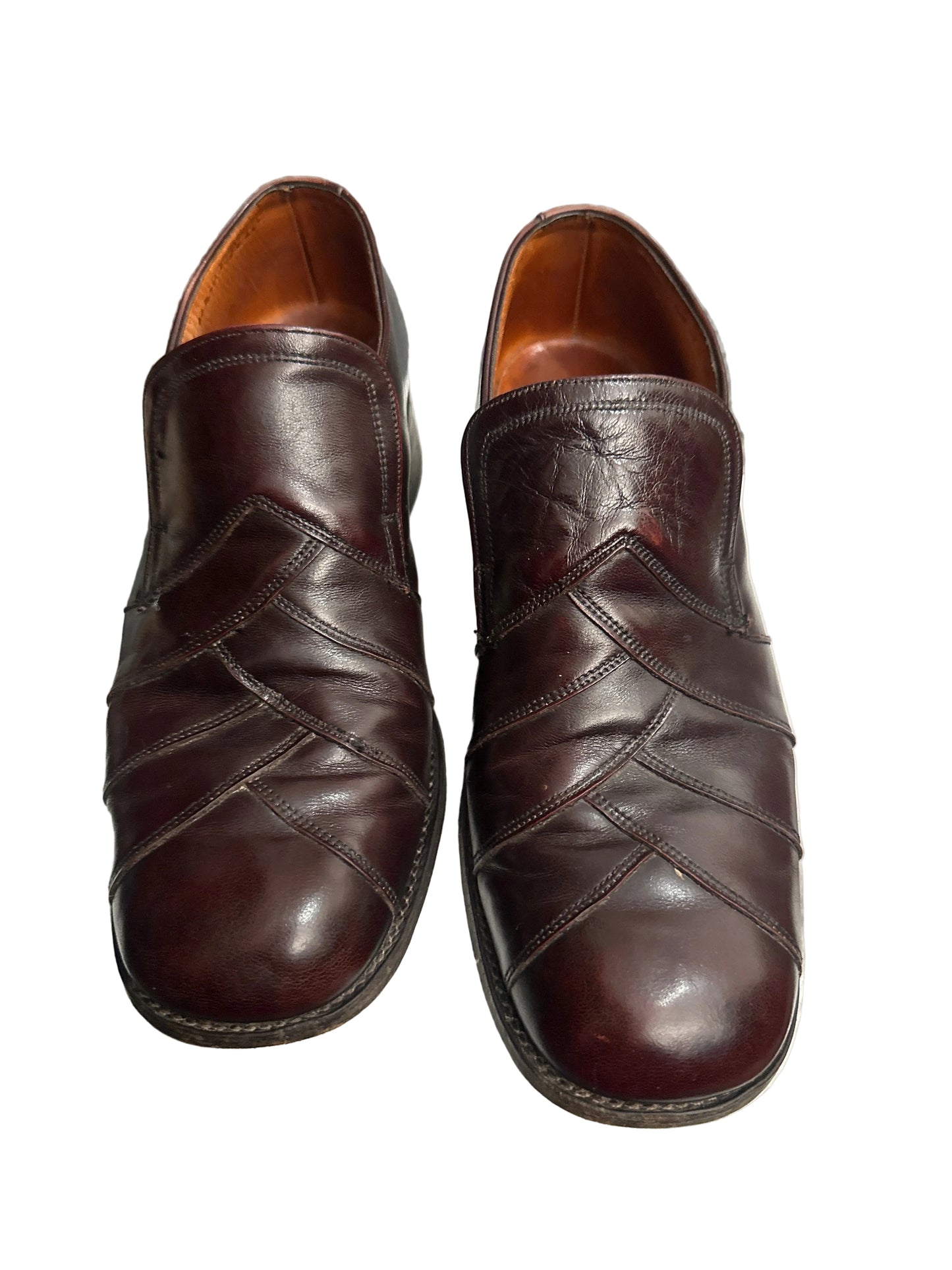 1980s Lotus Burgundy Leather Slip On Shoes Made in England