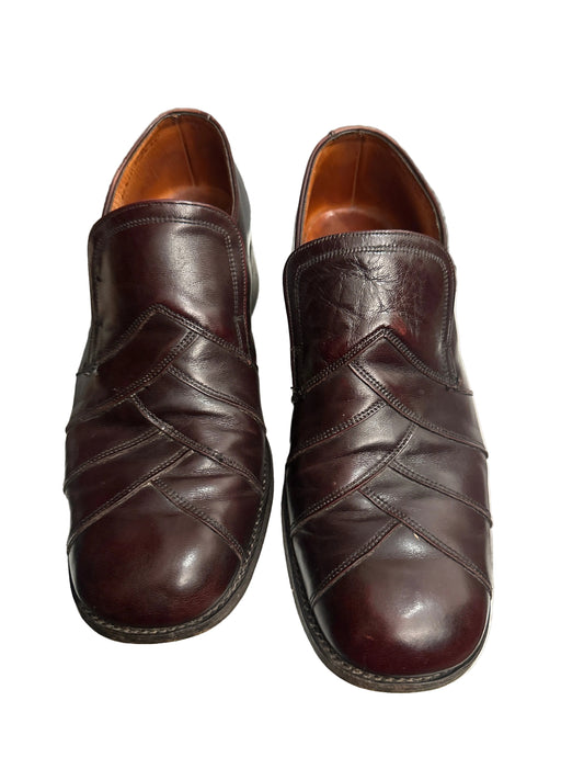 1980s Lotus Burgundy Leather Slip On Shoes Made in England