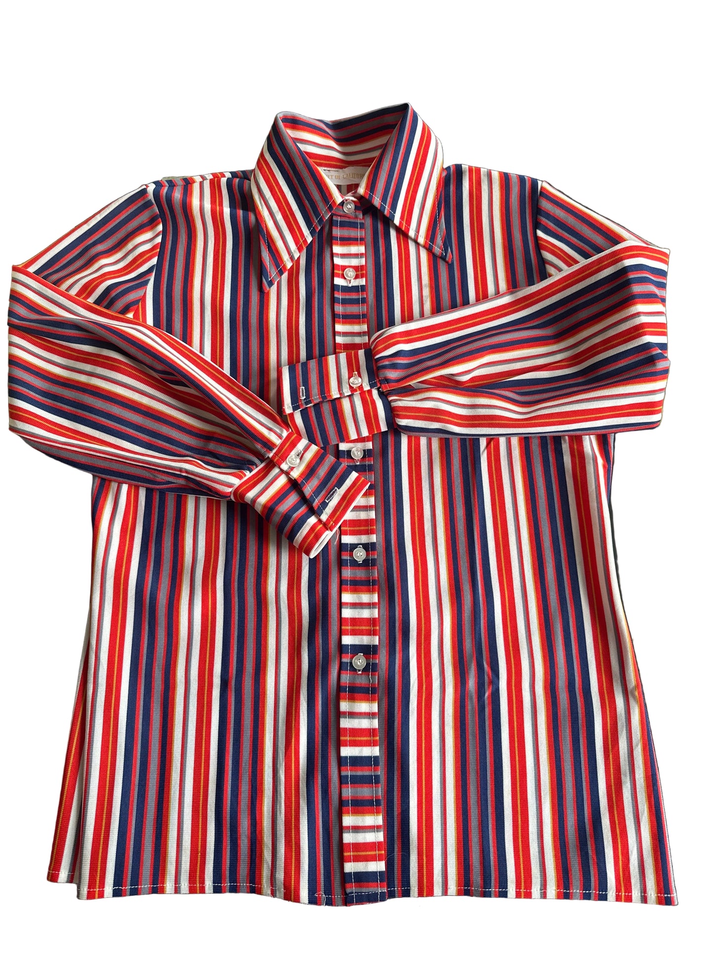 Vintage 1970s Dagger Collar Striped Blouse, Koret of California