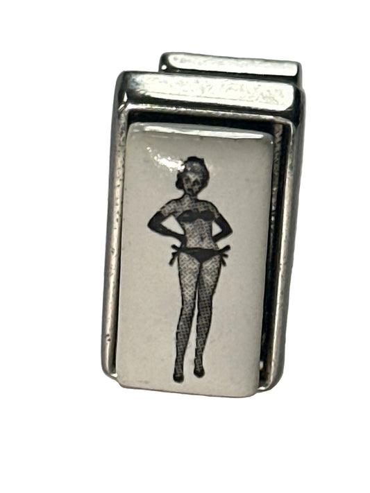 Vintage Spink’s London Pin-Up Girl Cufflinks, 1950s Style Retro Illustration – Novelty Gentleman Accessories
