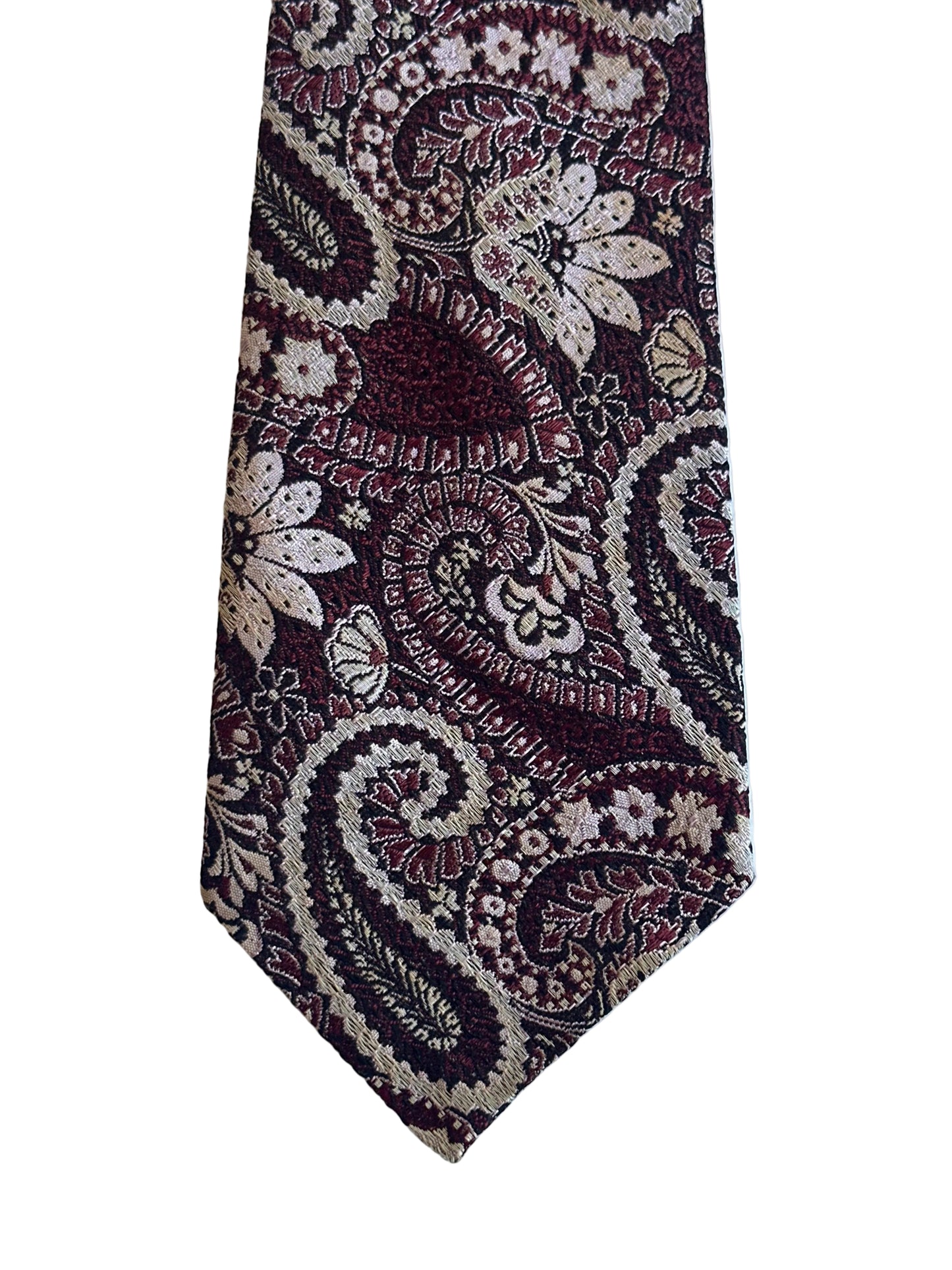 1974 Superba clip-on tie in burgundy paisley