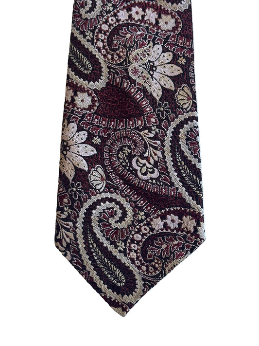 1974 Superba clip-on tie in burgundy paisley