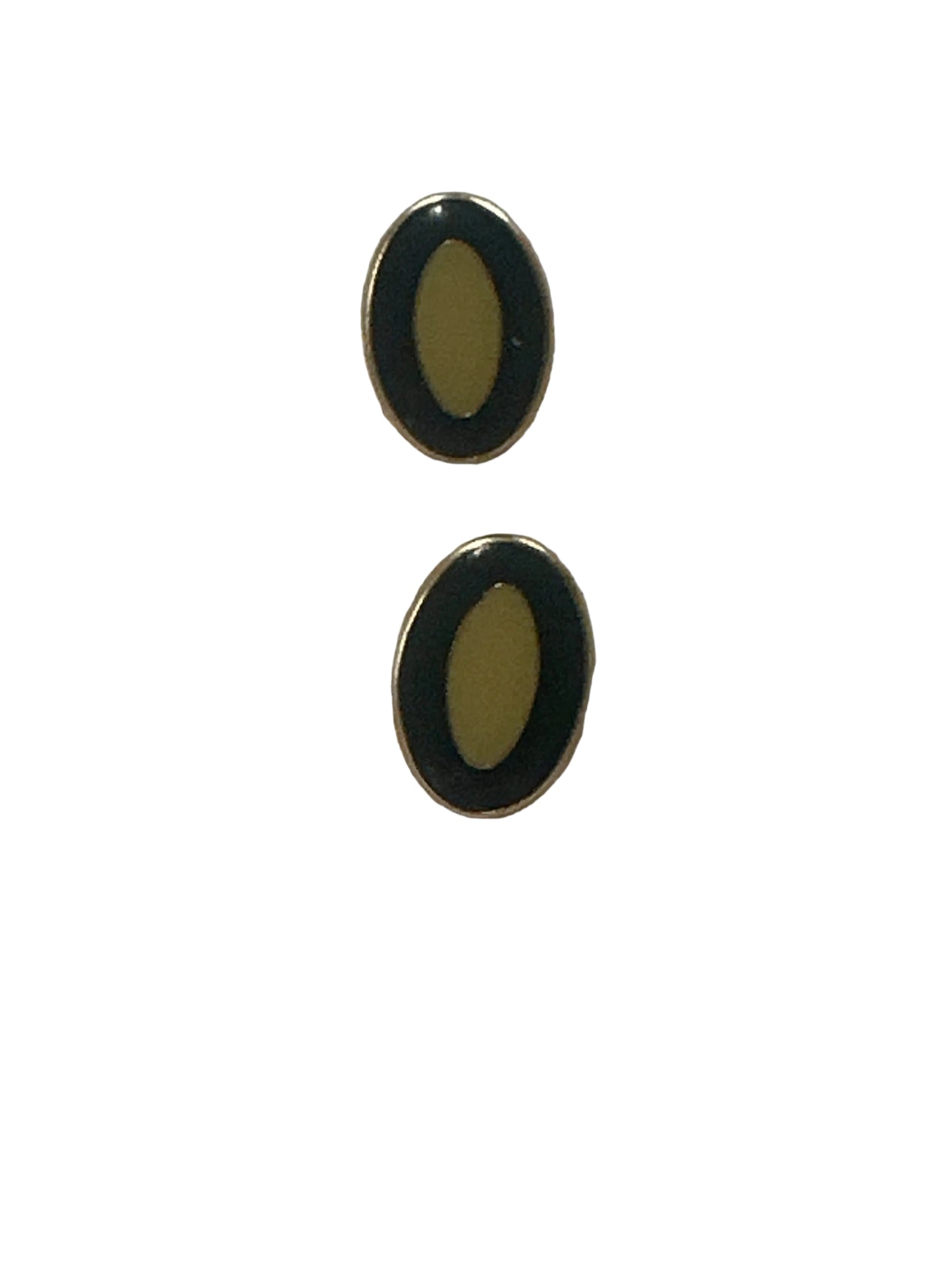 Vintage Oval Cufflinks with Black & Cream Enamel – Gold Tone,  Late 20th Century