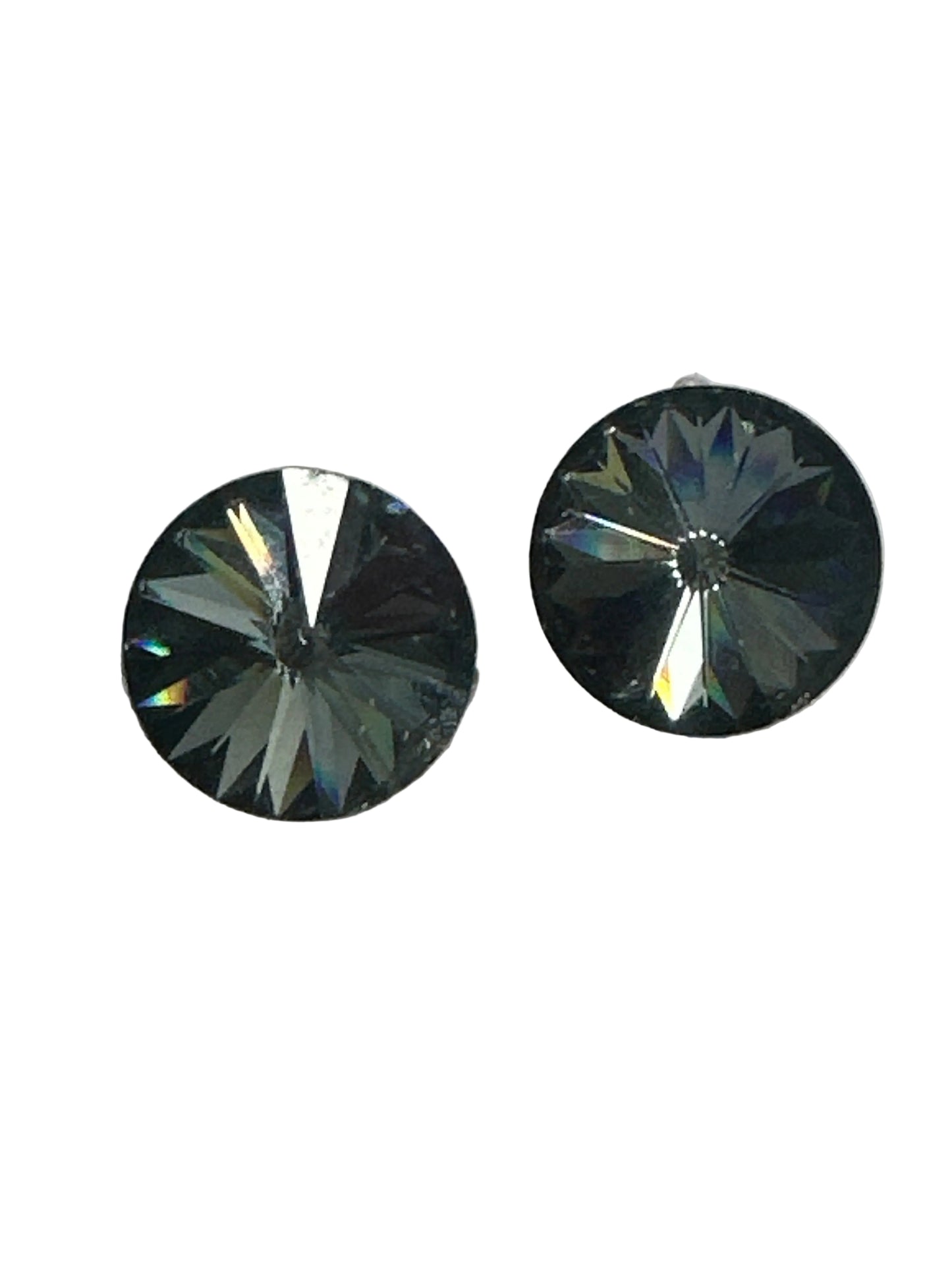Iridescent Glass Clip Earrings , 1950s Statement Piece