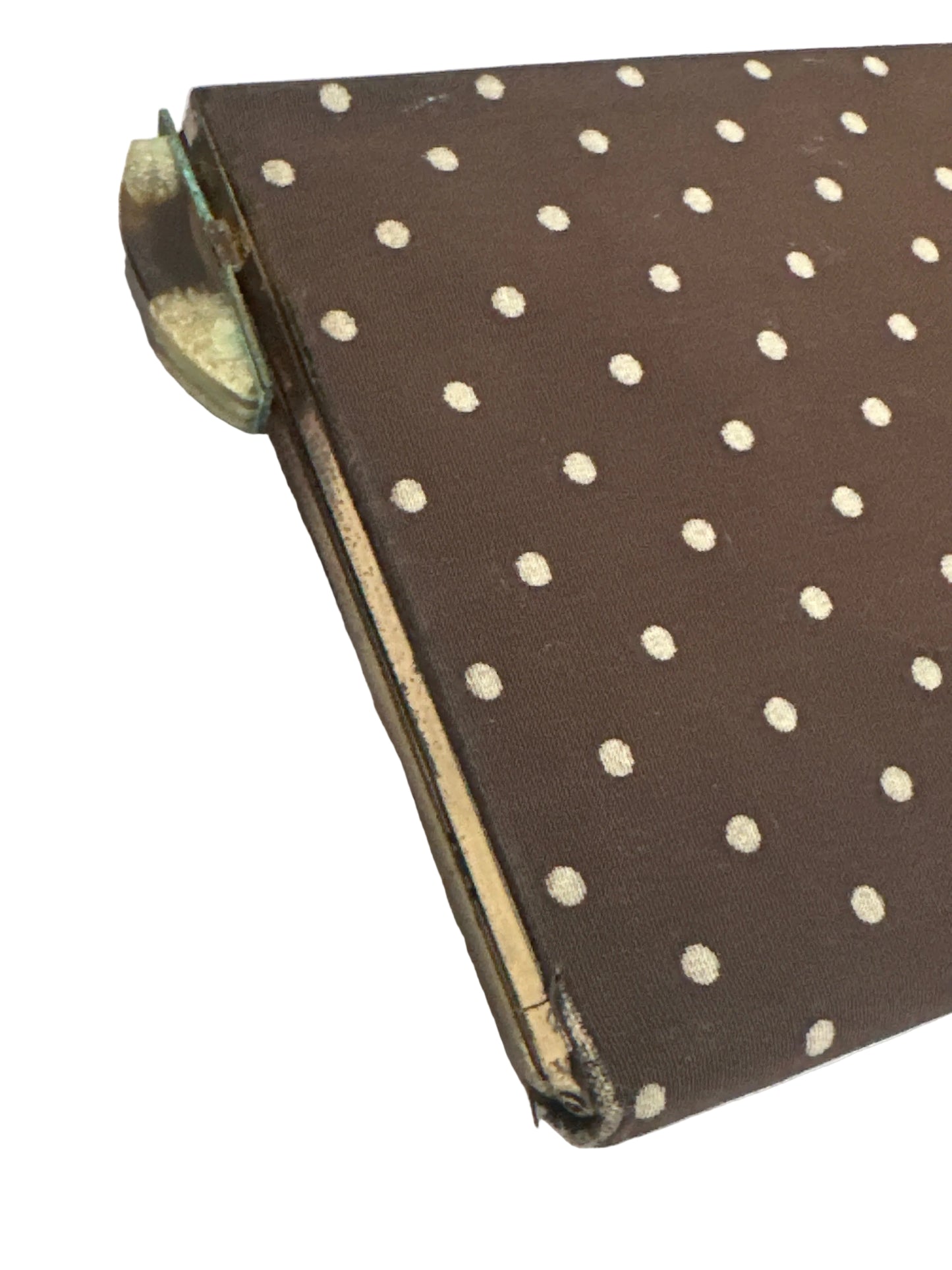 1950s Brown Polka Dot Clutch Bag with Original Purse & Mirror