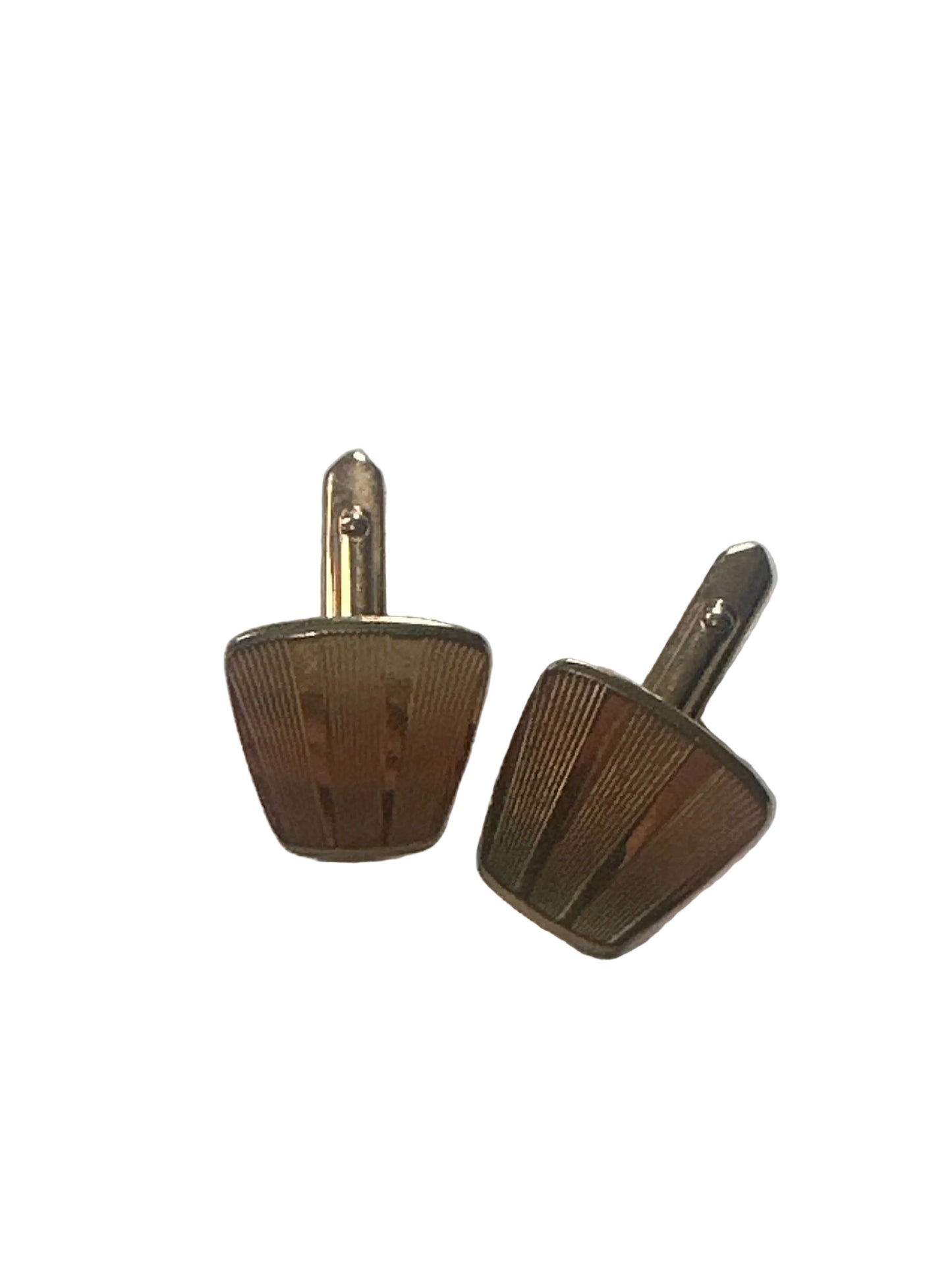 Vintage Metal Cufflinks,  Engine Turned Design