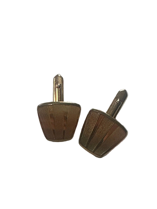 Vintage Metal Cufflinks,  Engine Turned Design