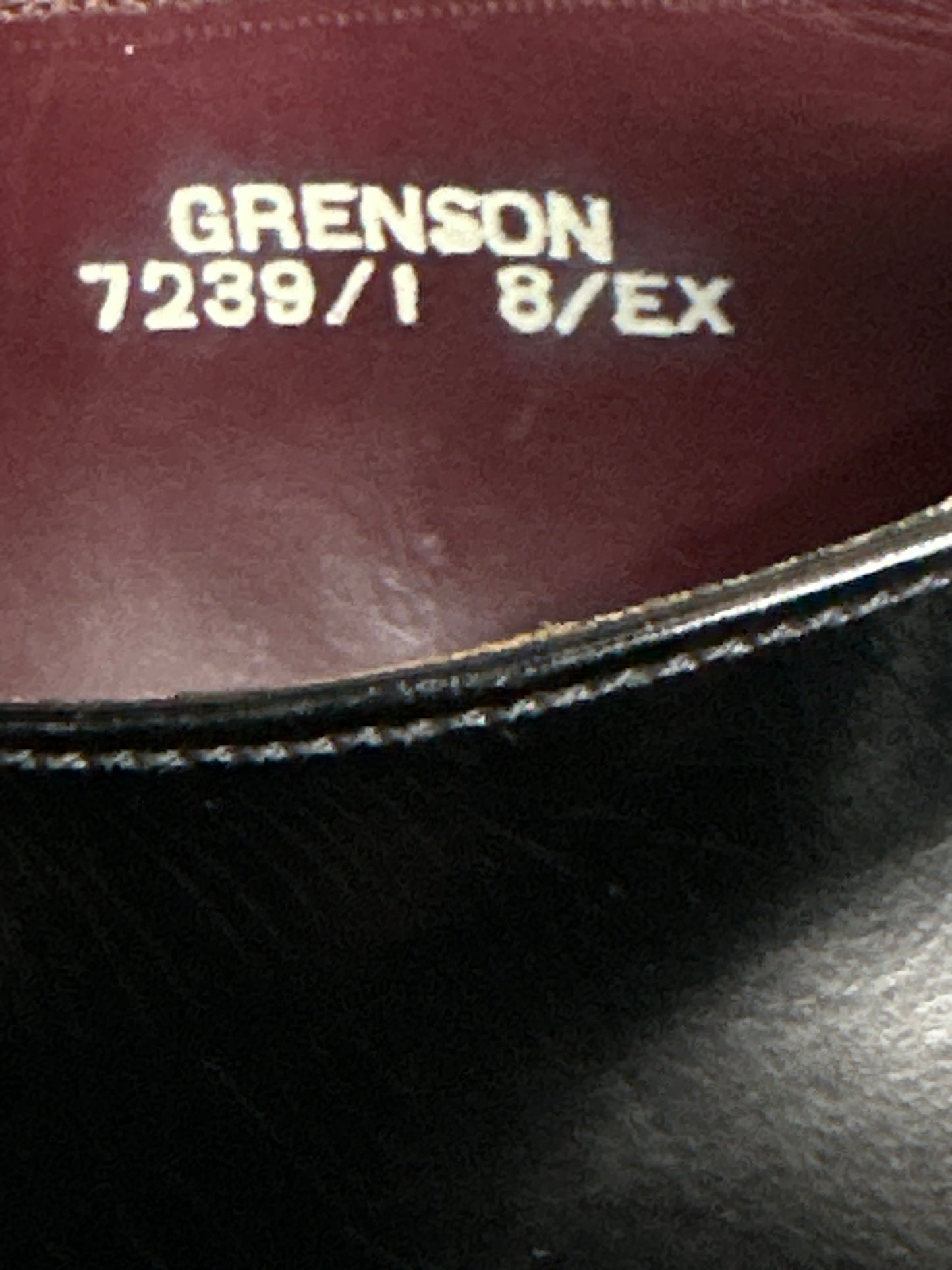 1980s Grenson Black Leather Court Shoes UK 8 EX Handmade England Vintage Block Heel