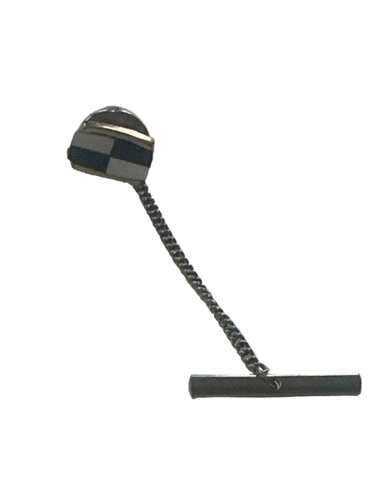 Vintage 1960s–1970s Geometric Stick Pin Tie Pin Check Pattern Bar Back