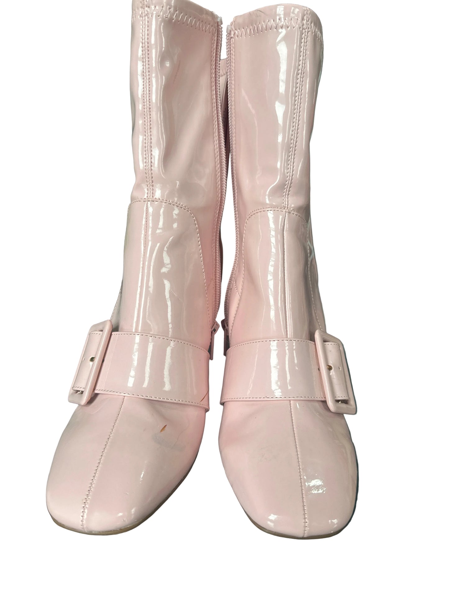 Retro-Inspired River Island Pink Patent Ankle Boots UK 5