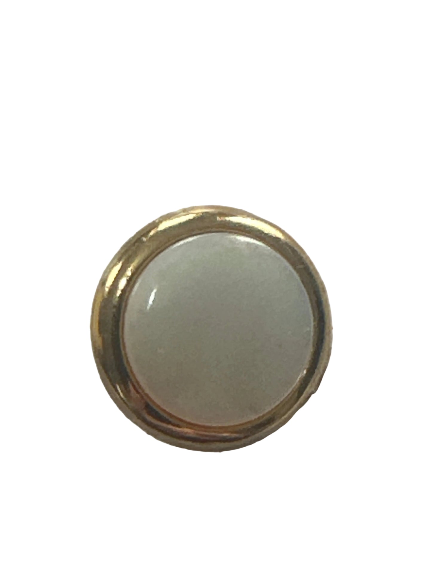 Vintage Gold Tone Cufflinks with Pale Stone / Glass Insert – Classic Minimalist Design – Late 20th Century