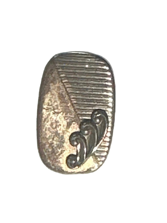Vintage Silver-Tone Oval Cufflinks with Decorative Scroll,  Late 20th Century