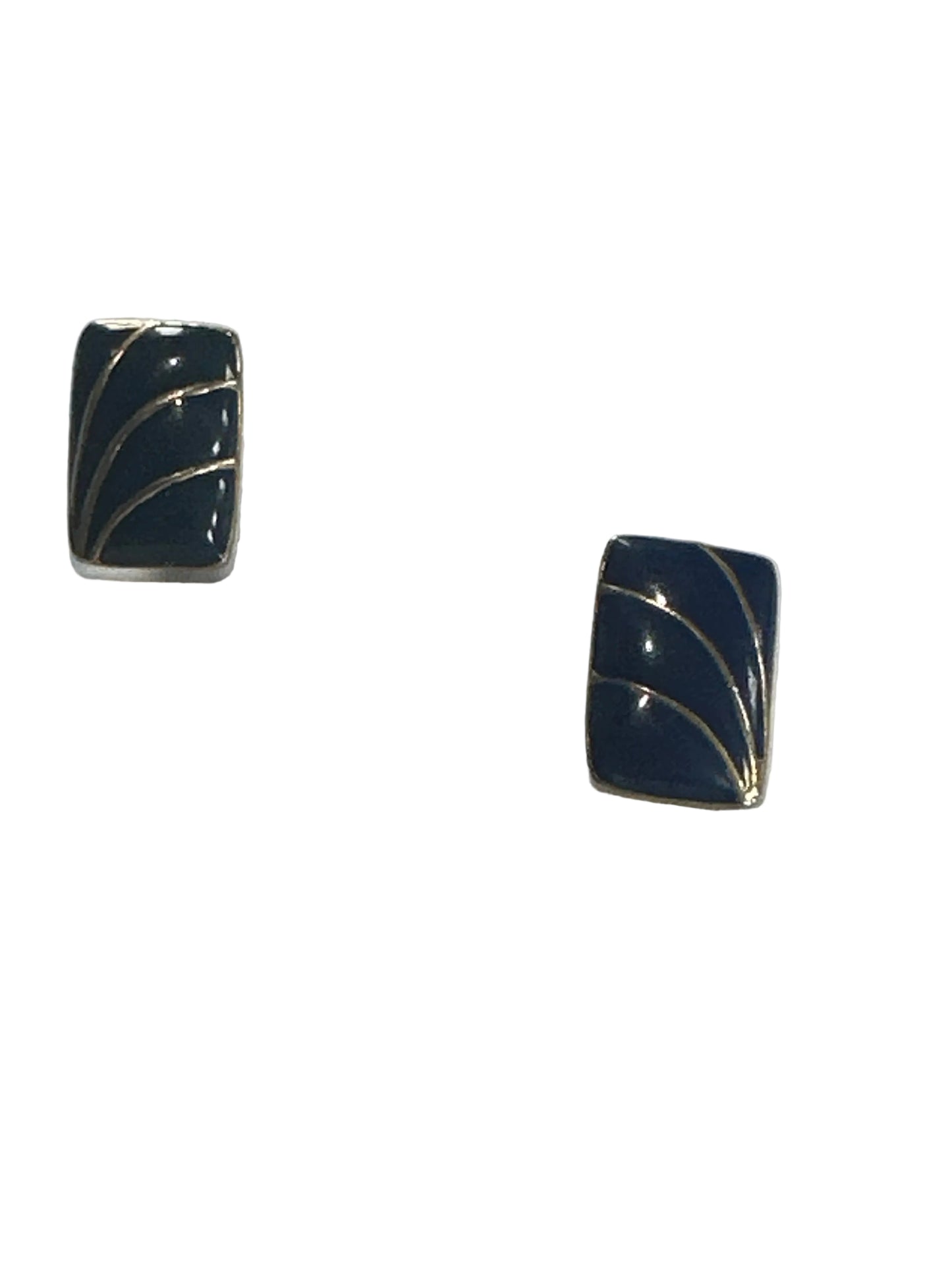 Vintage Navy Enamel with Gold Veining Earrings