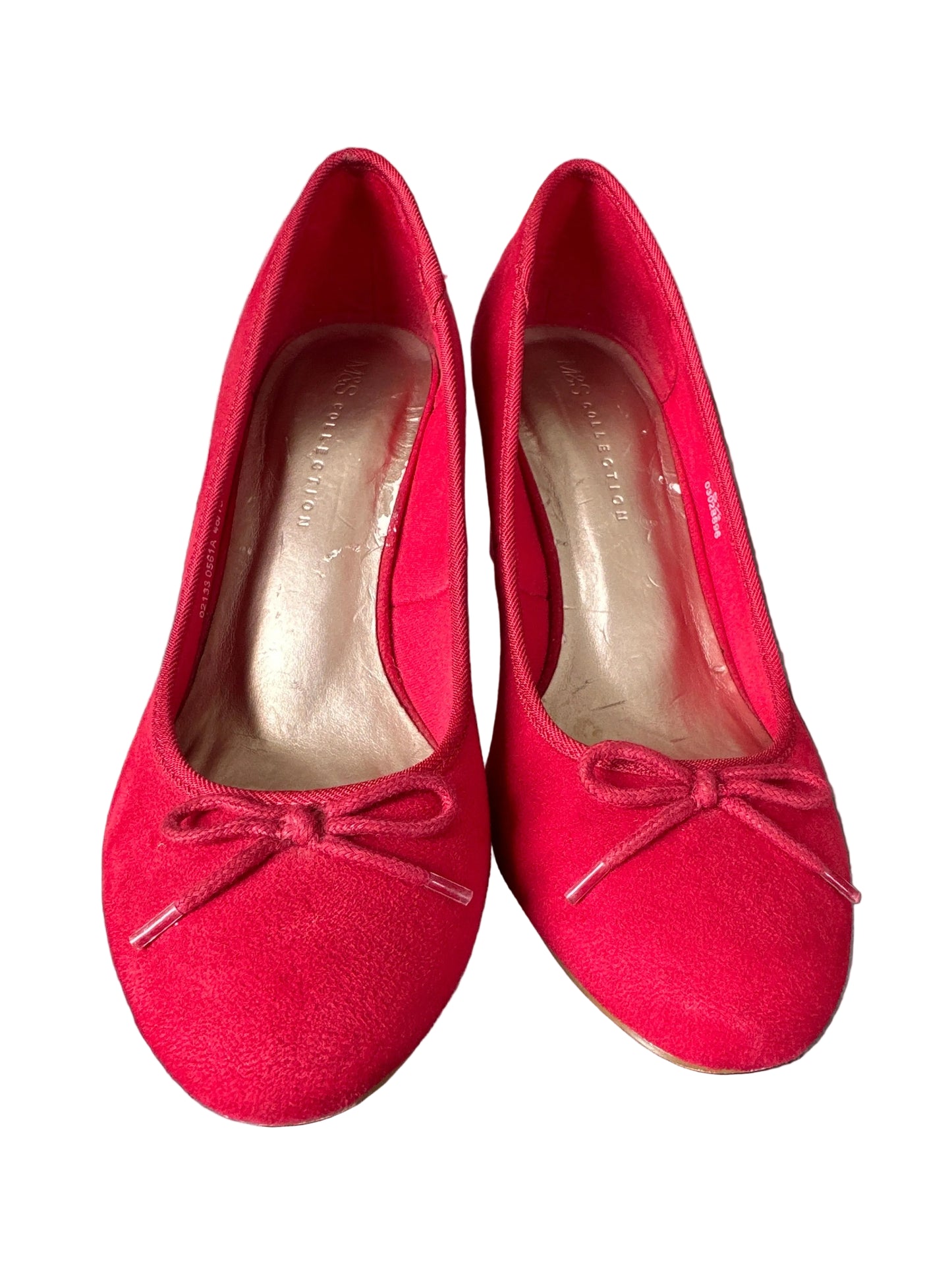 Vintage - Style Red Faux Suede Court Shoes UK 5.5