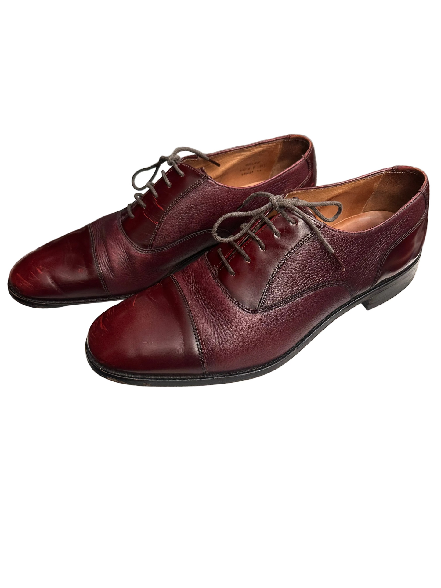 1980s Loake Burgundy Leather Cap Toe Oxford Shoes Made in England UK 8.5