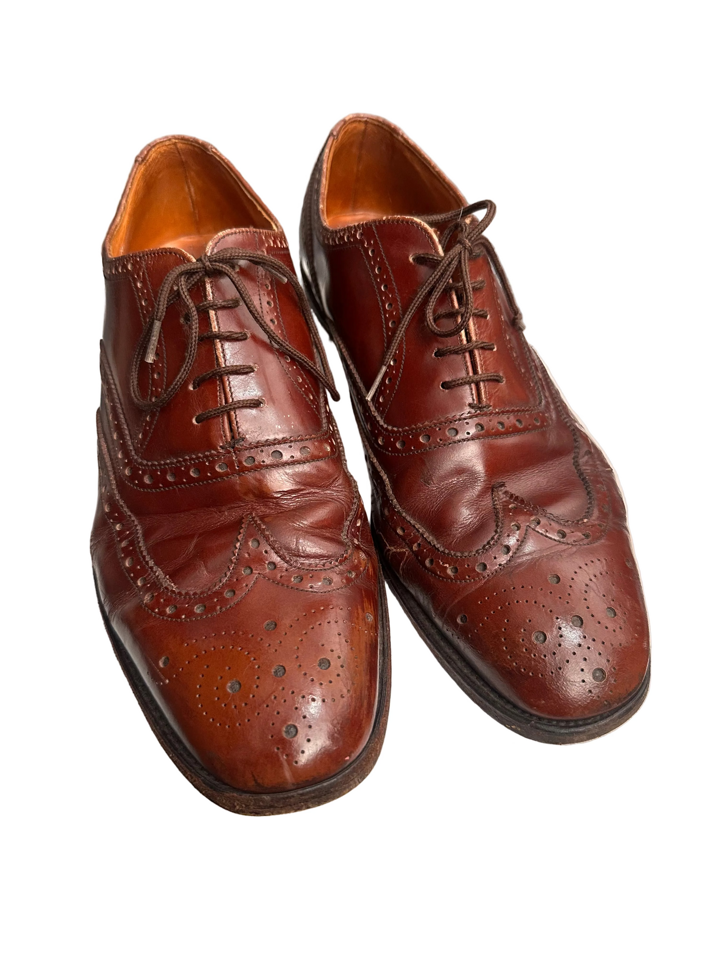 1970s Loake Bros Brown Leather Brogue Oxfords Made in England UK 8.5