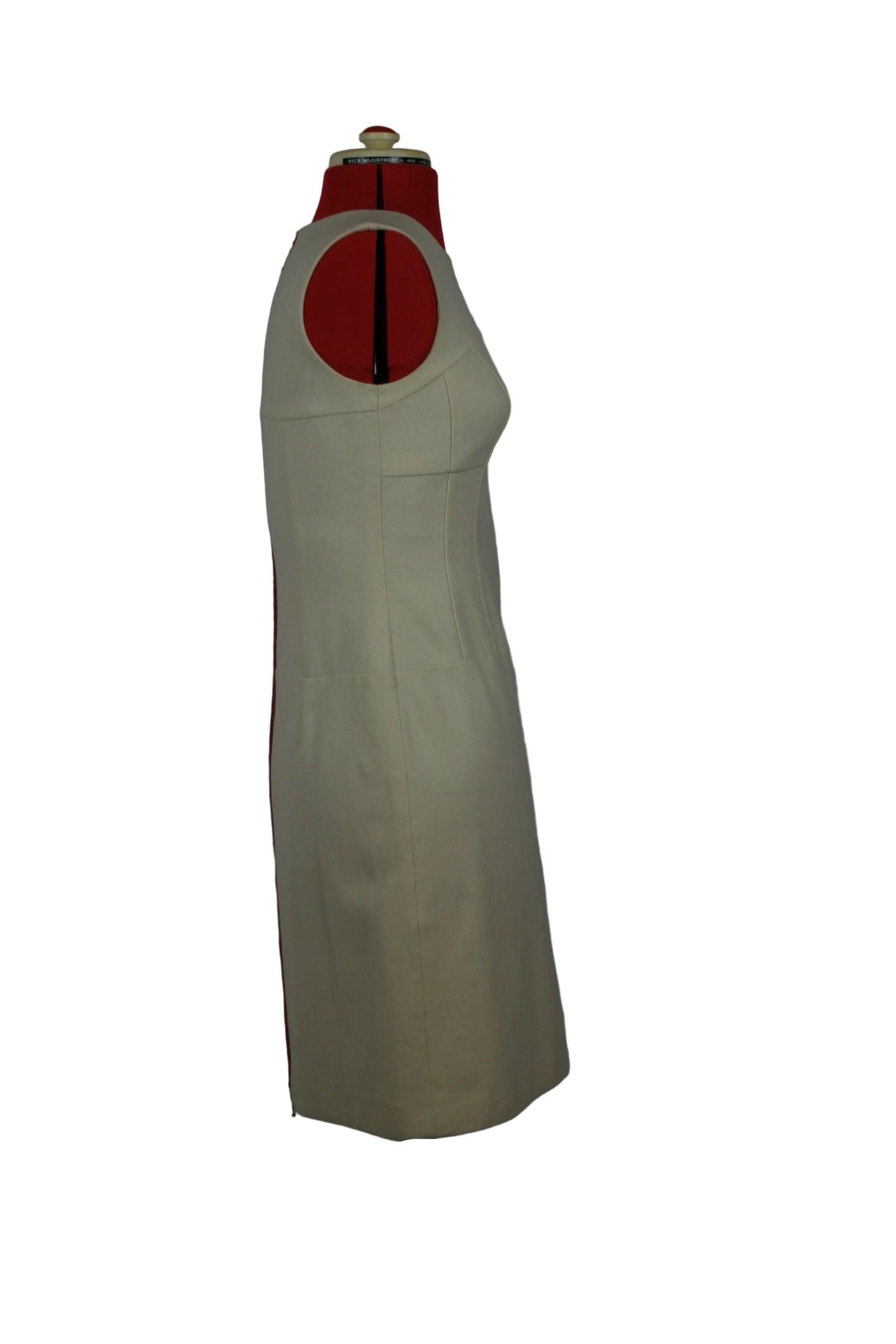 1960s Ivory Wool Sheath Dress with Statement Zip Back Detail