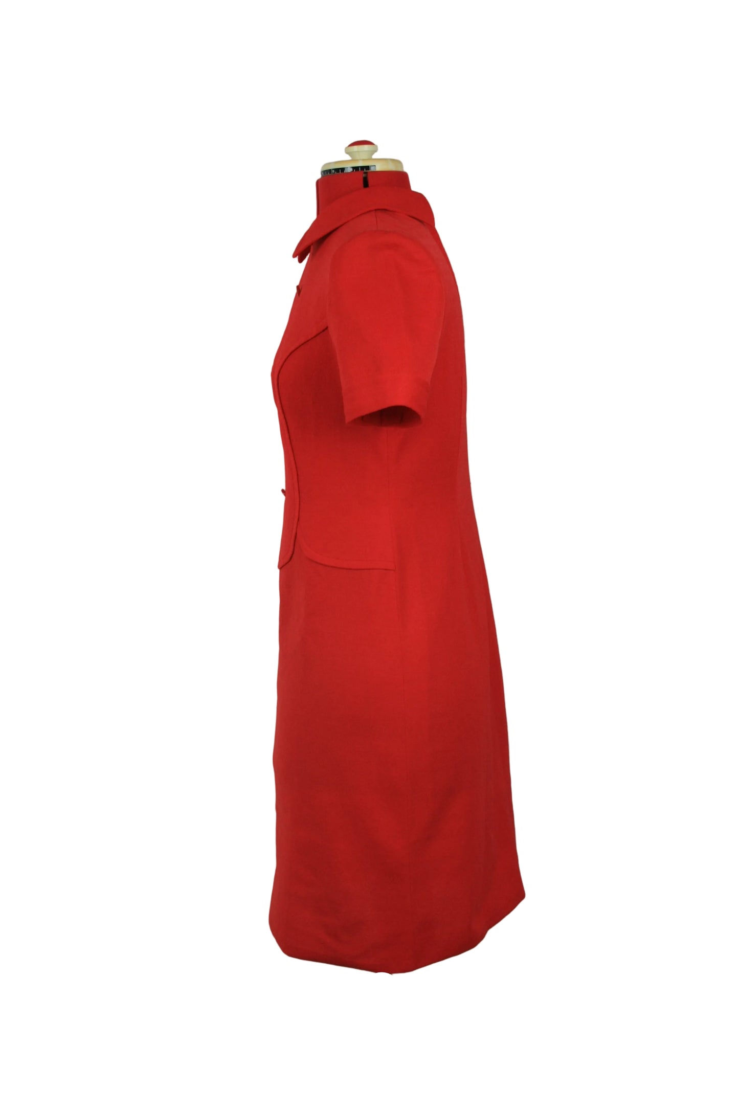 Late 1960s Handmade Red Crimplene Dress