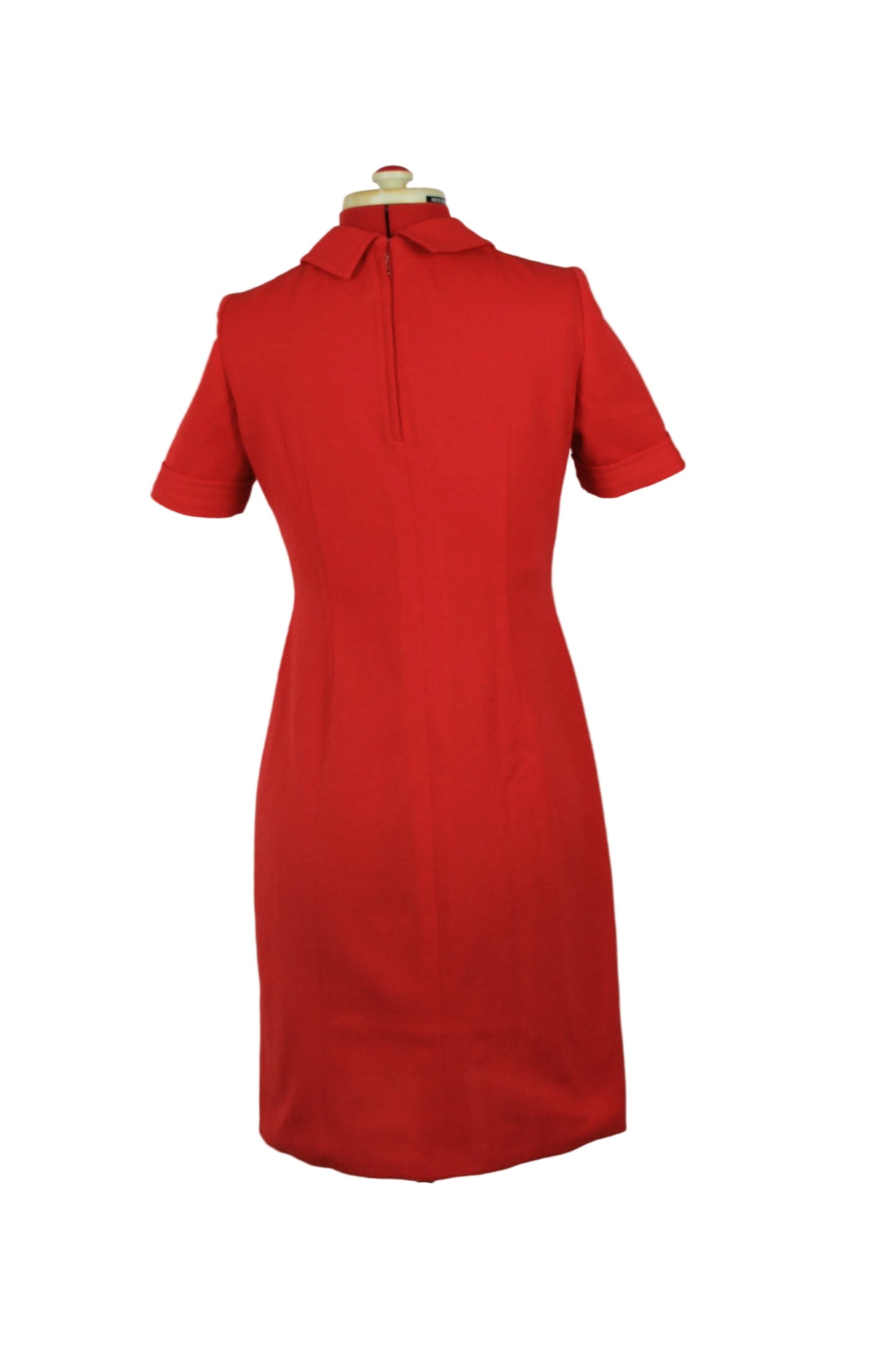 Late 1960s Handmade Red Crimplene Dress