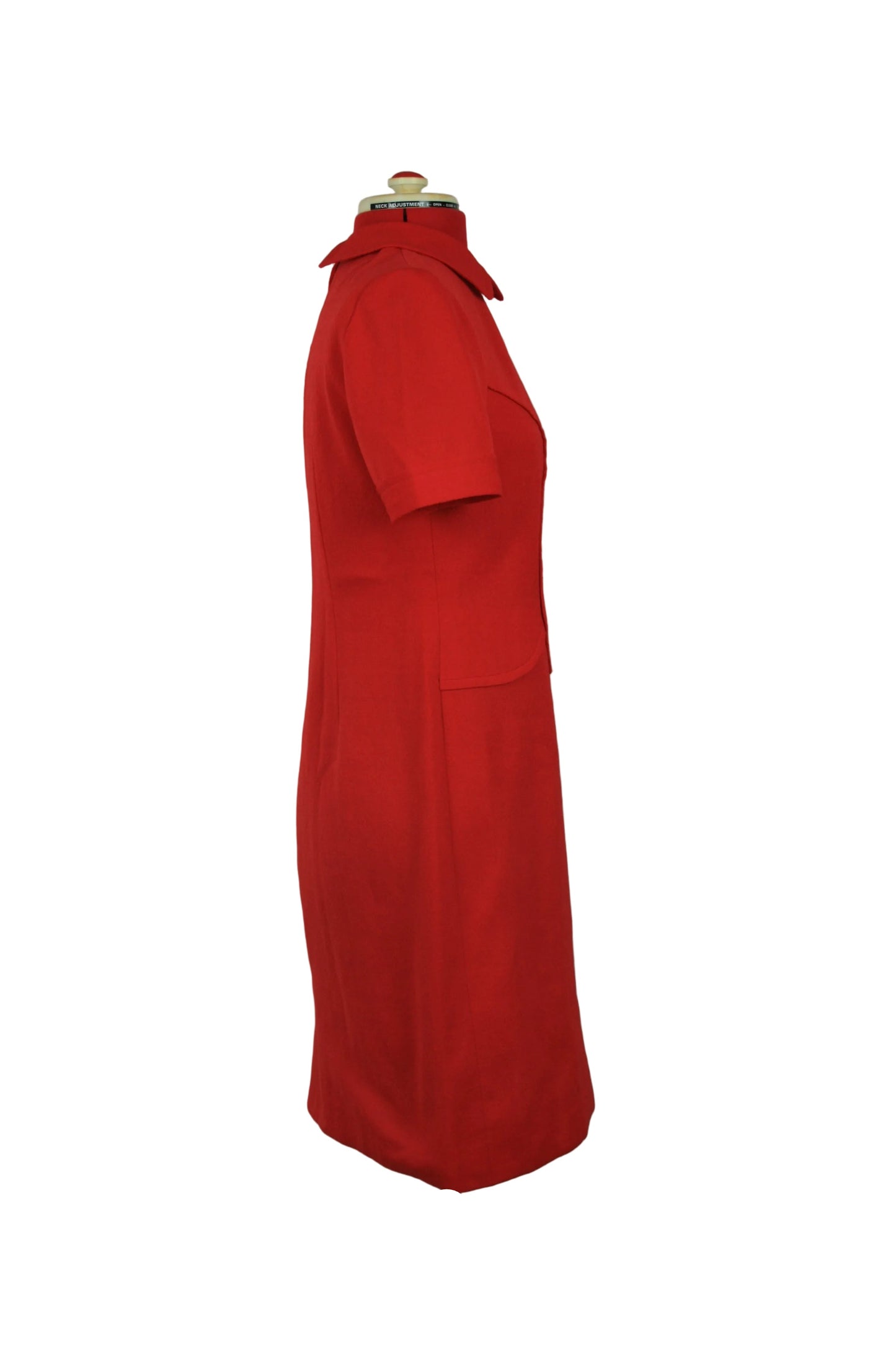 Late 1960s Handmade Red Crimplene Dress