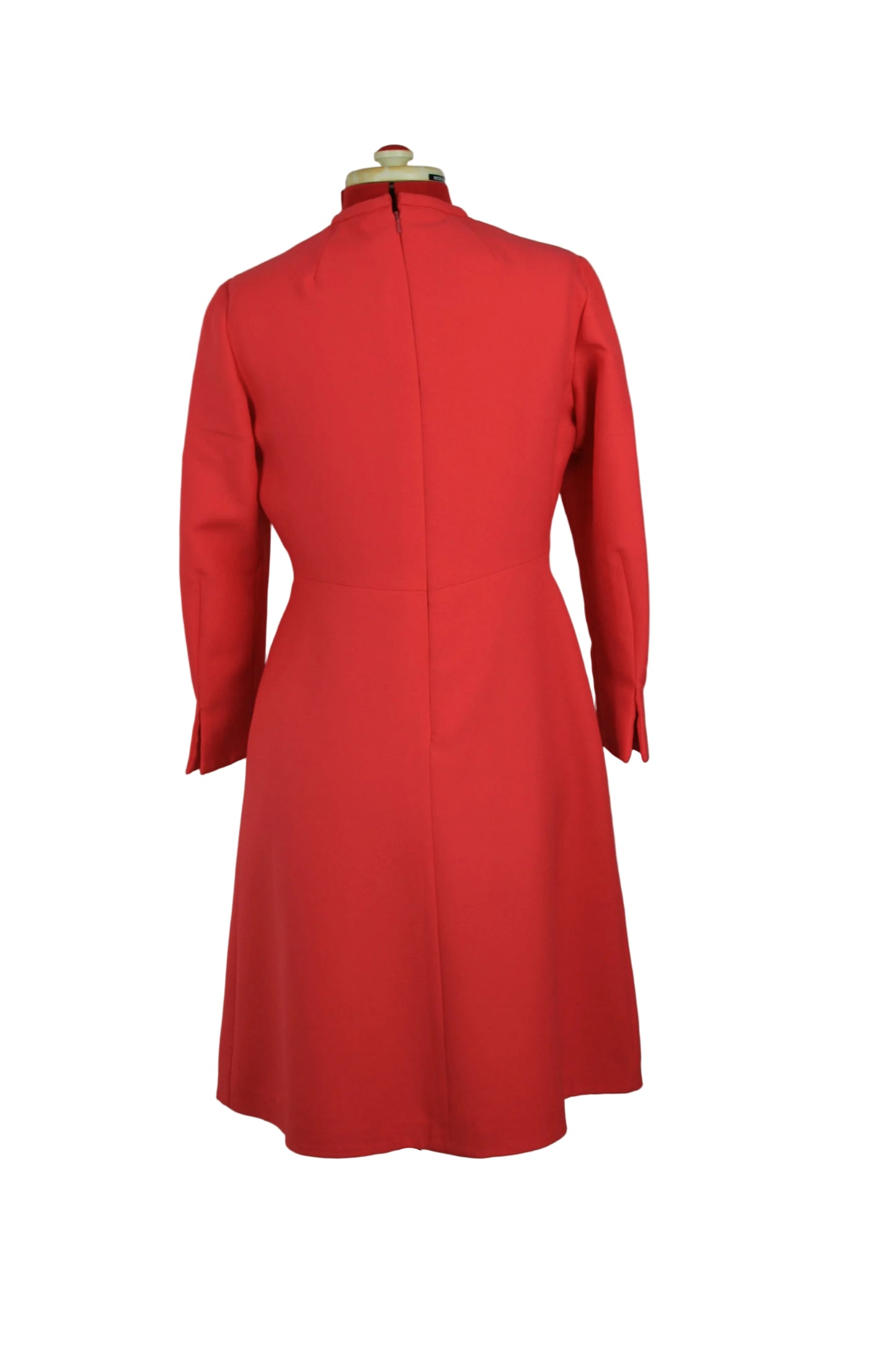 Late 1960s Sculptural Red Mod Dress with Fringe Detail Peggy French Couture