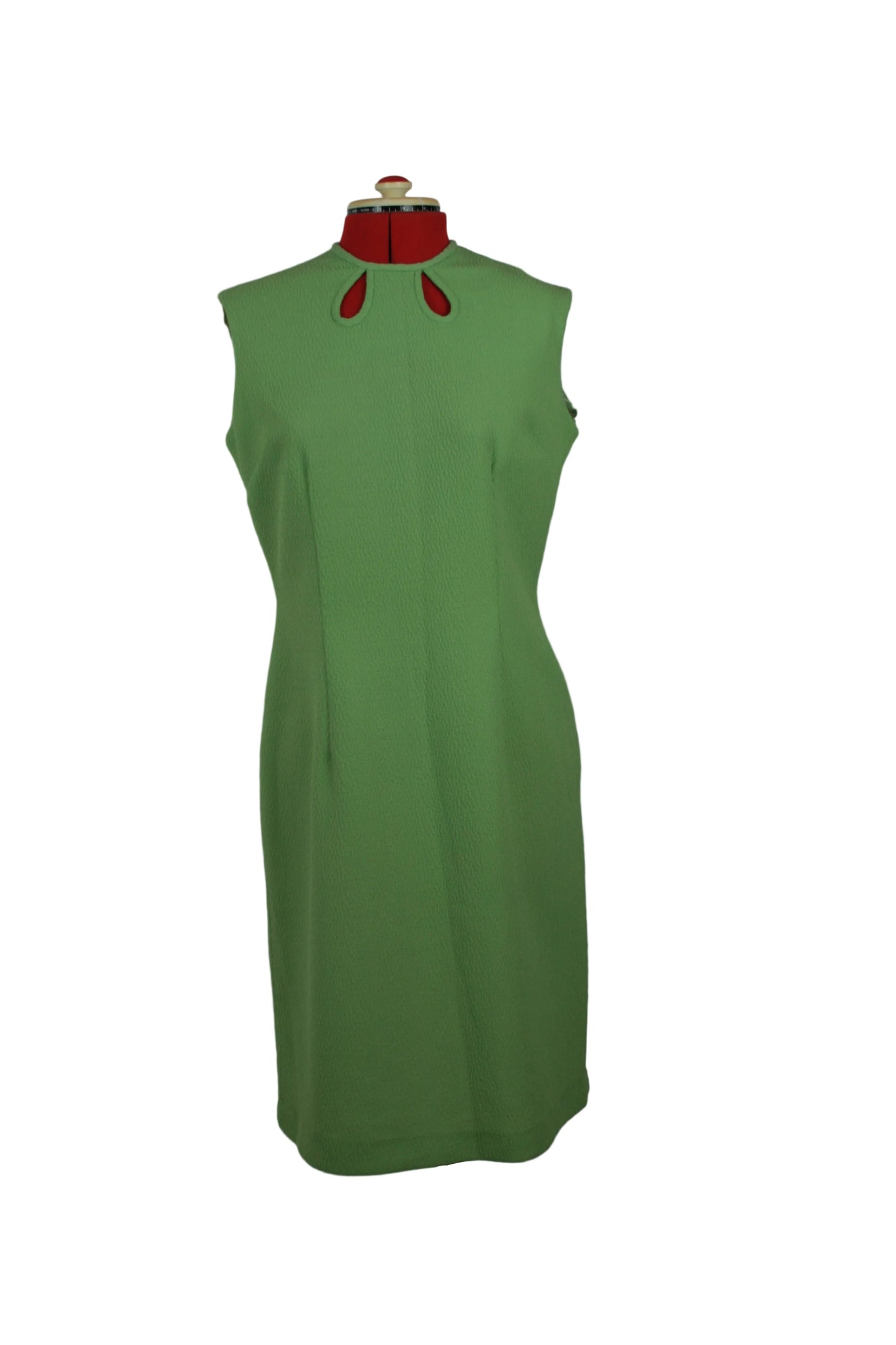 Late 1960s Sleeveless Green Shift with Cut-Out Detail