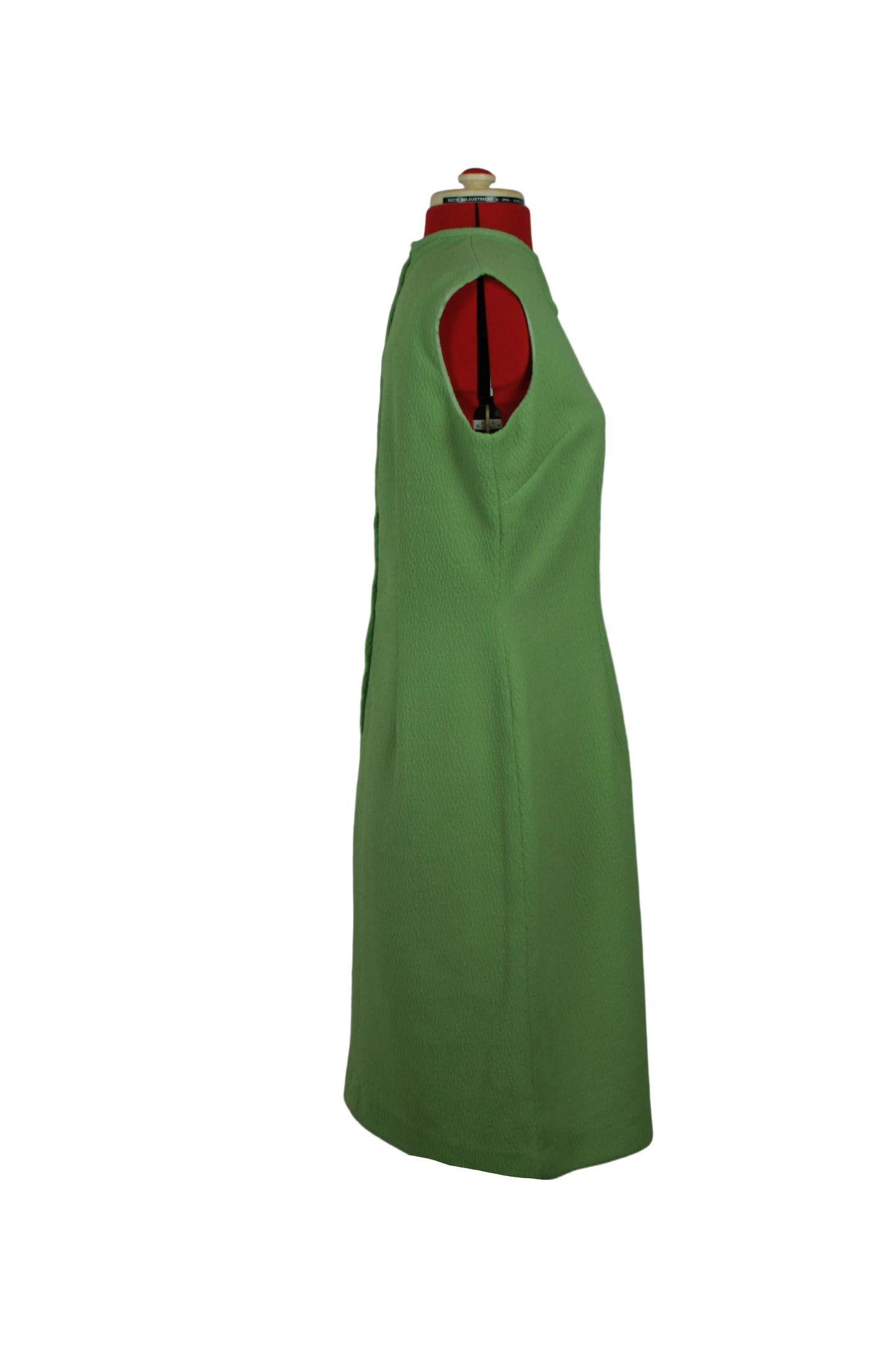 Late 1960s Sleeveless Green Shift with Cut-Out Detail