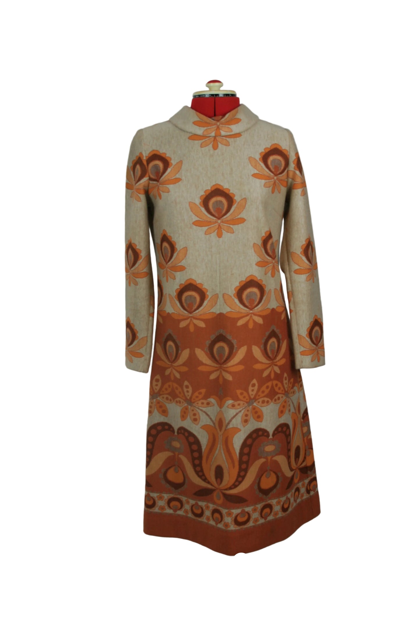 Late 1960s Jeannie Jersey Mod Dress, Floral Knit