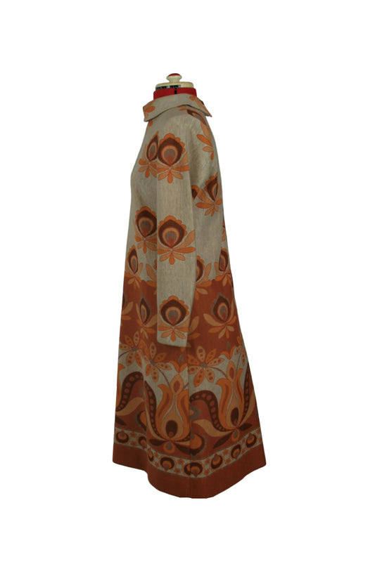 Late 1960s Jeannie Jersey Mod Dress, Floral Knit