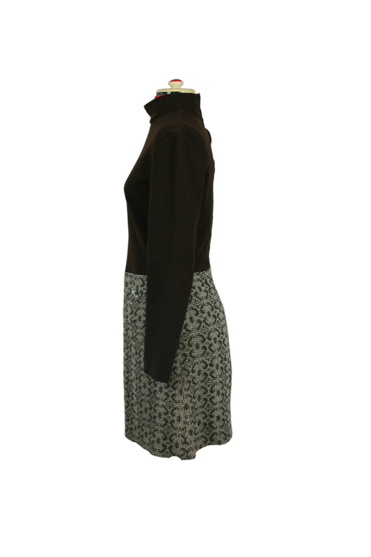 Late 1960s Deha of Sweden Dress | Trompe-l'oeil Mod Two-Piece Look with Geometric Weave Skirt Chic
