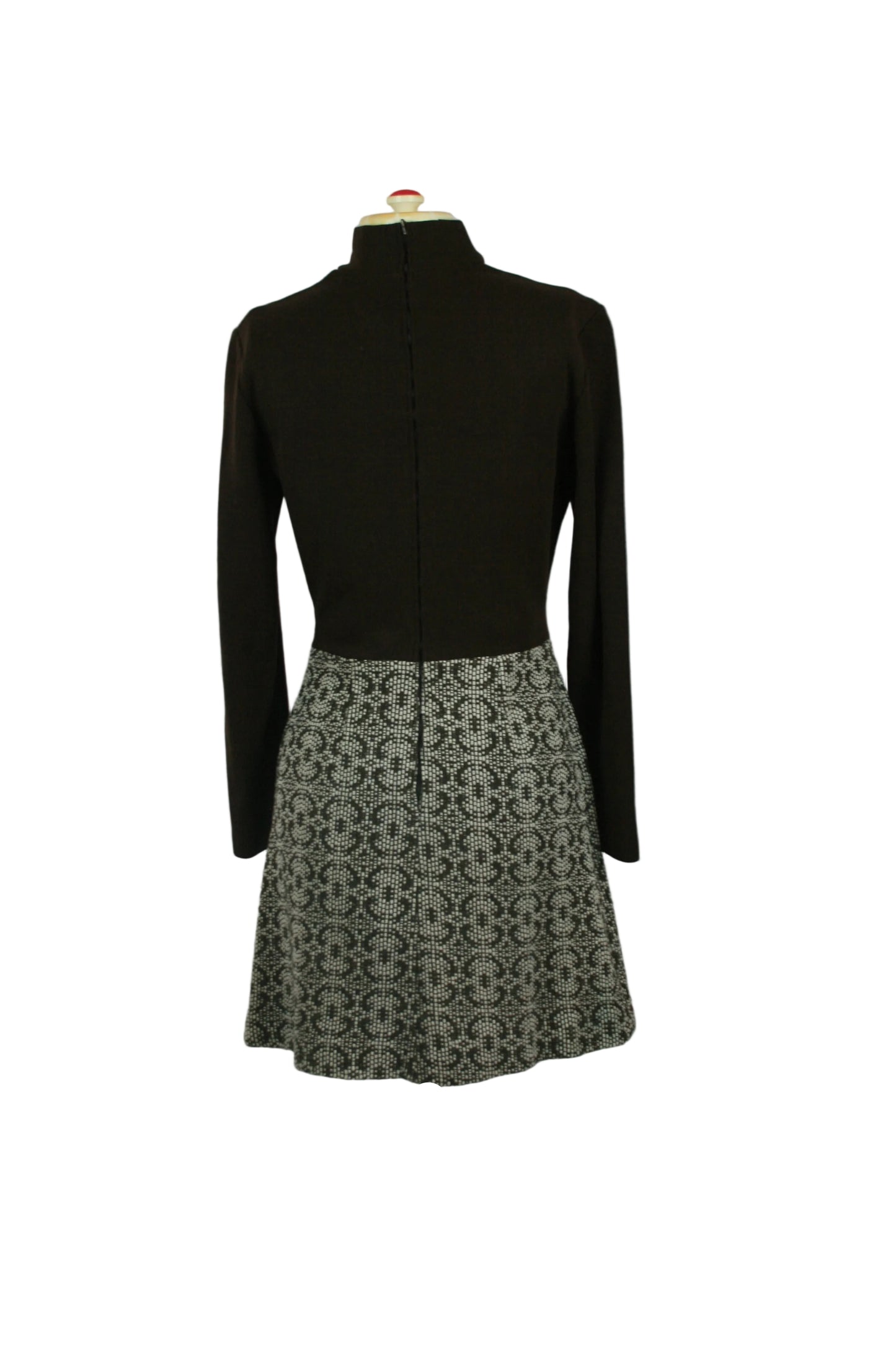 Late 1960s Deha of Sweden Dress | Trompe-l'oeil Mod Two-Piece Look with Geometric Weave Skirt Chic