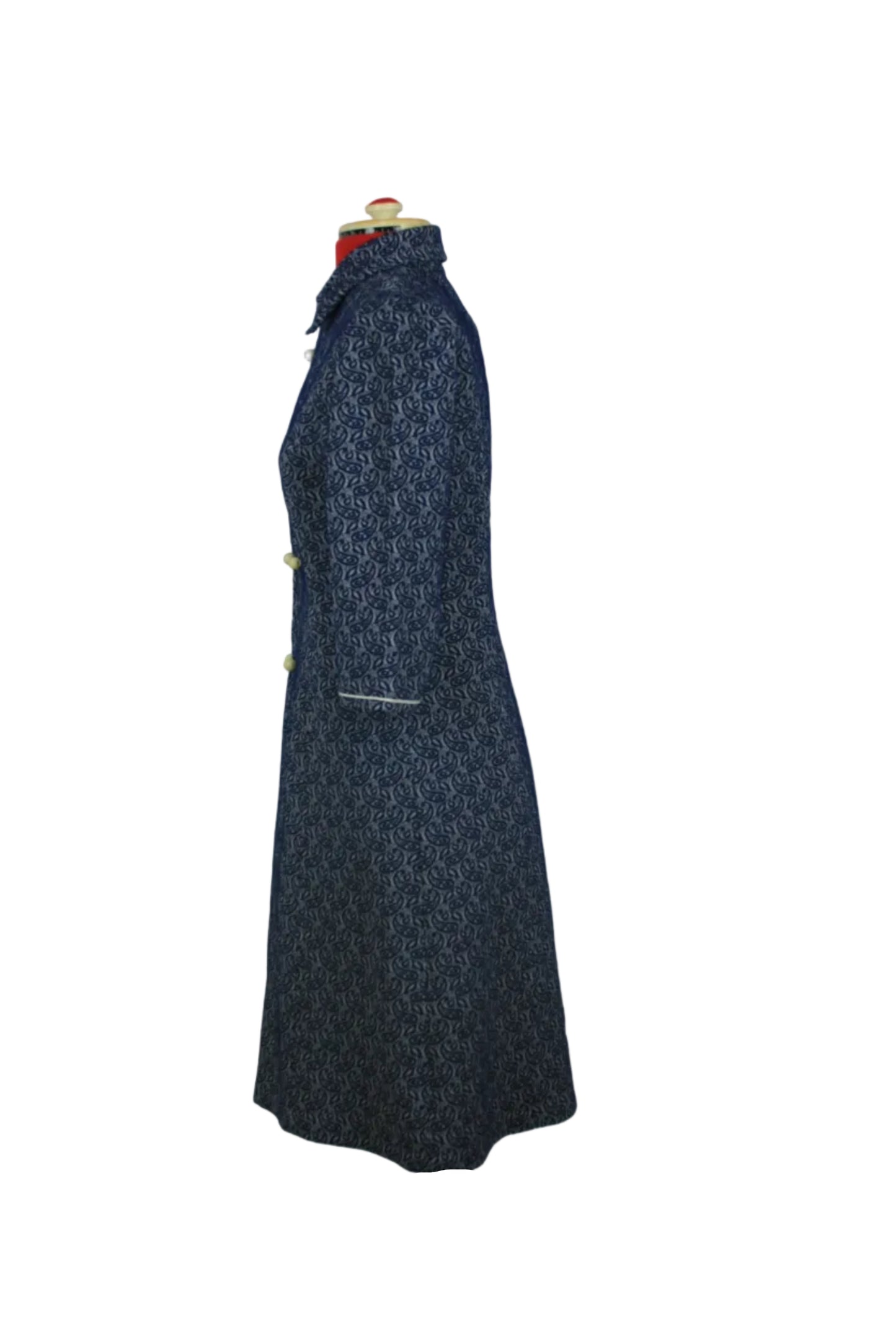 Late 1960s Mod Dress – Deep Blue Paisley, Handmade