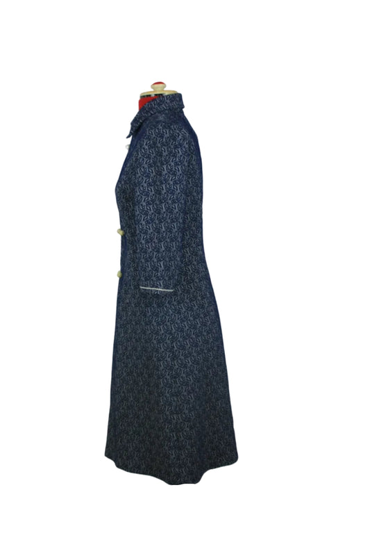 Late 1960s Mod Dress – Deep Blue Paisley, Handmade