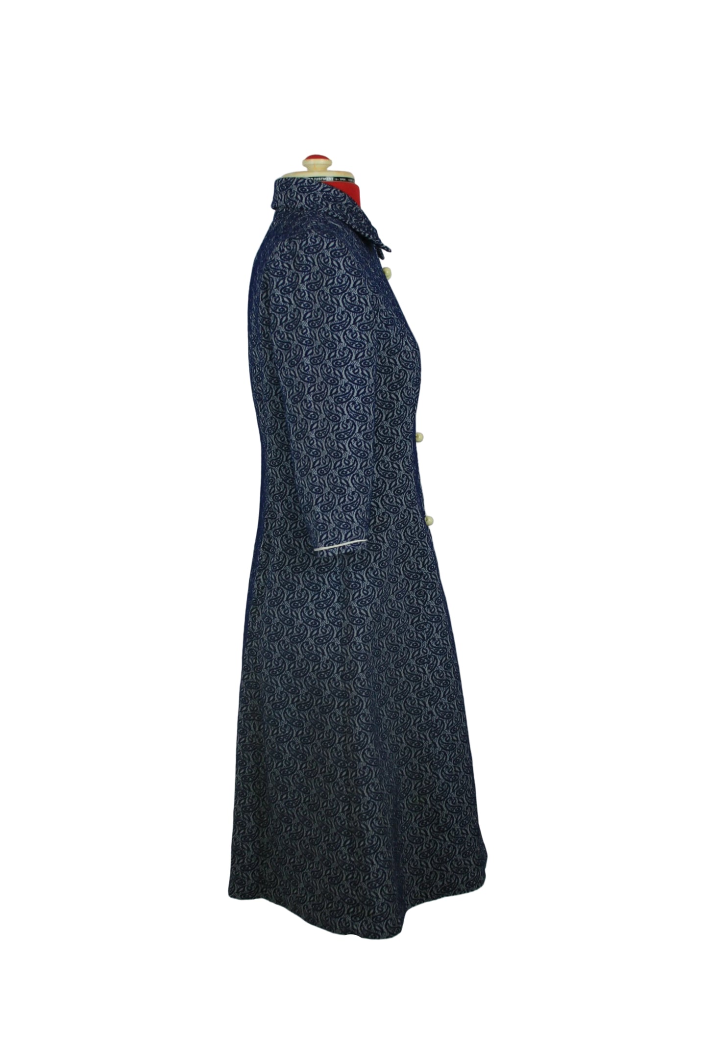 Late 1960s Mod Dress – Deep Blue Paisley, Handmade