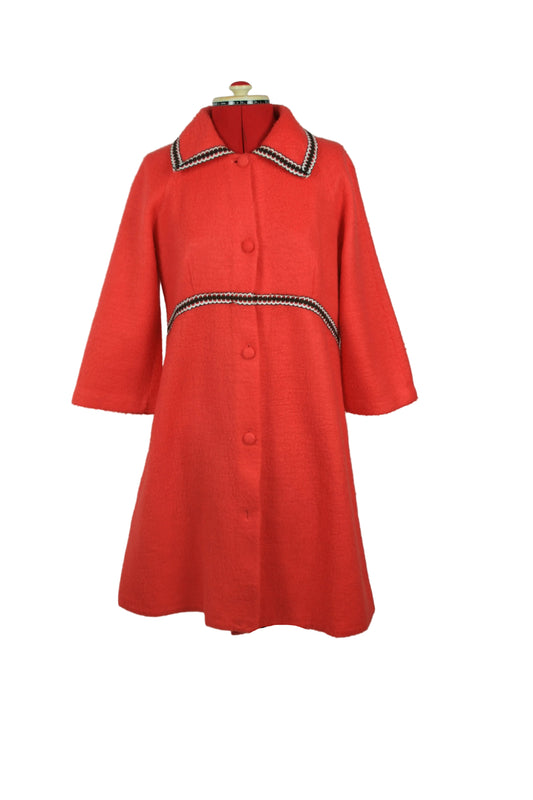 Vintage 60s Dressing Gown/ Housecoat -  Red Casual Jacket