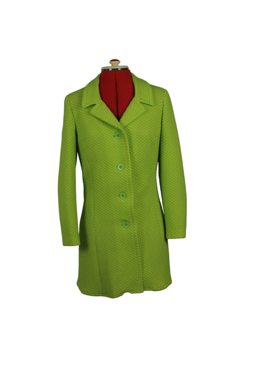 Late 1960s Elvi Couture Coat in Chartreuse Trevira 2000