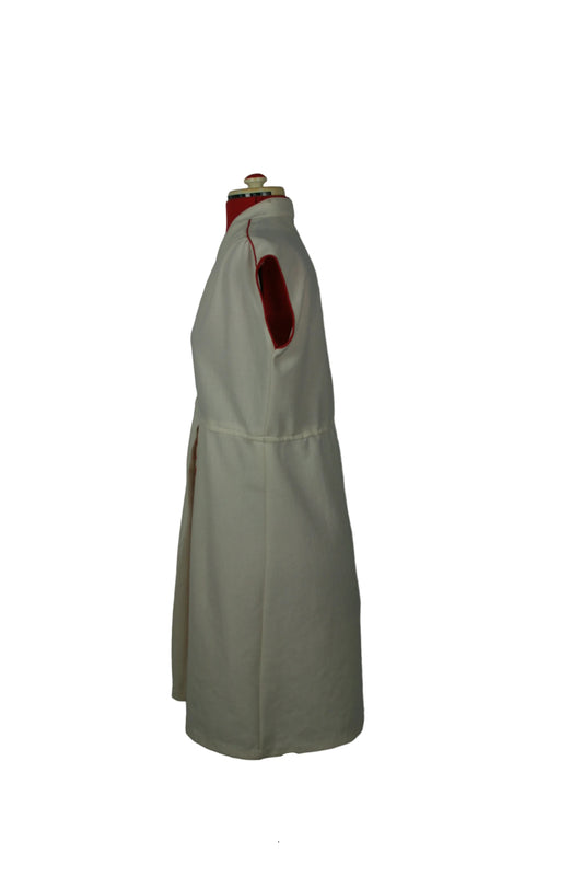 Vintage 1960s Off White A-Line Dress with Red Geometric Inserts