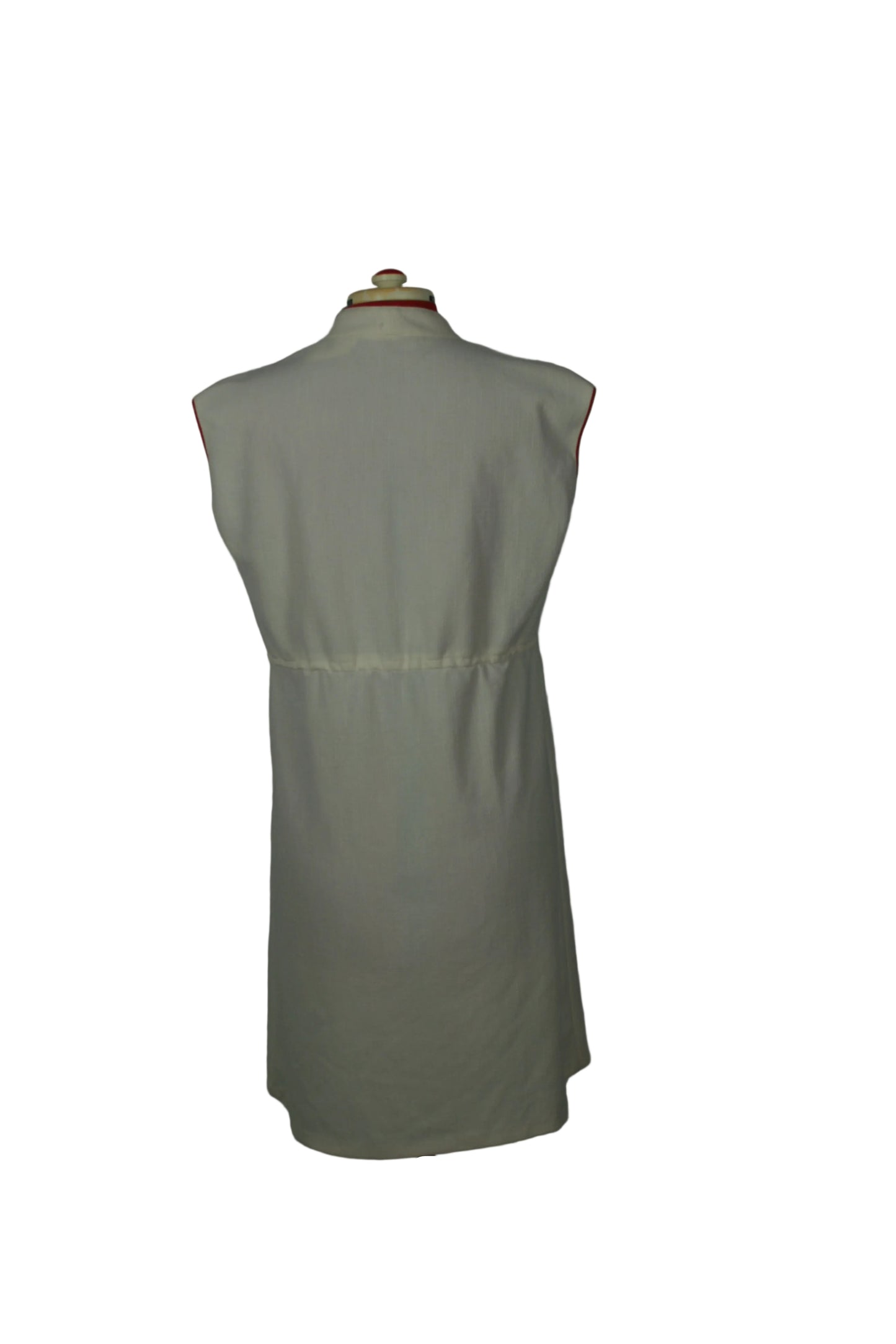 Vintage 1960s Off White A-Line Dress with Red Geometric Inserts