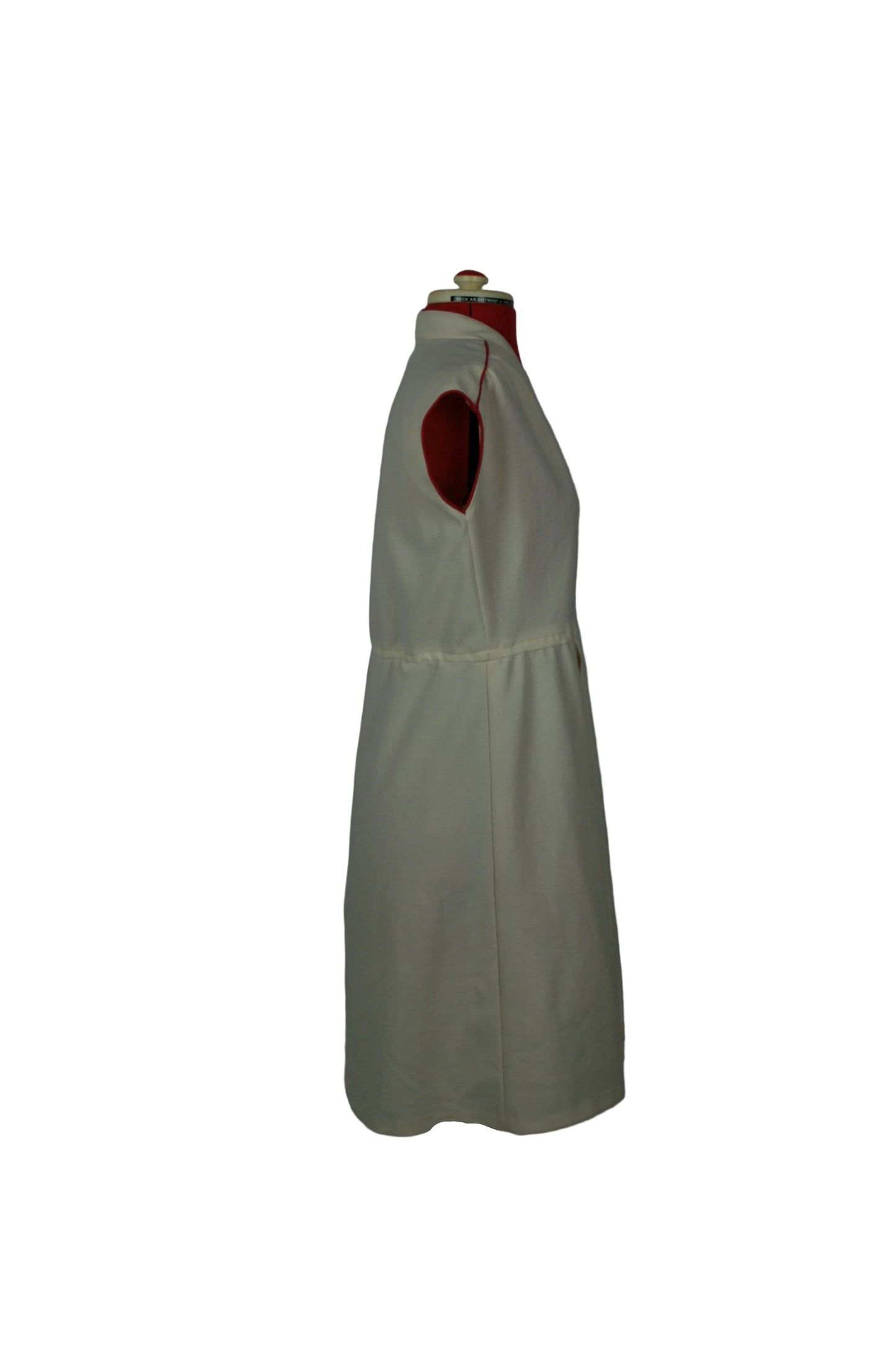 Vintage 1960s Off White A-Line Dress with Red Geometric Inserts