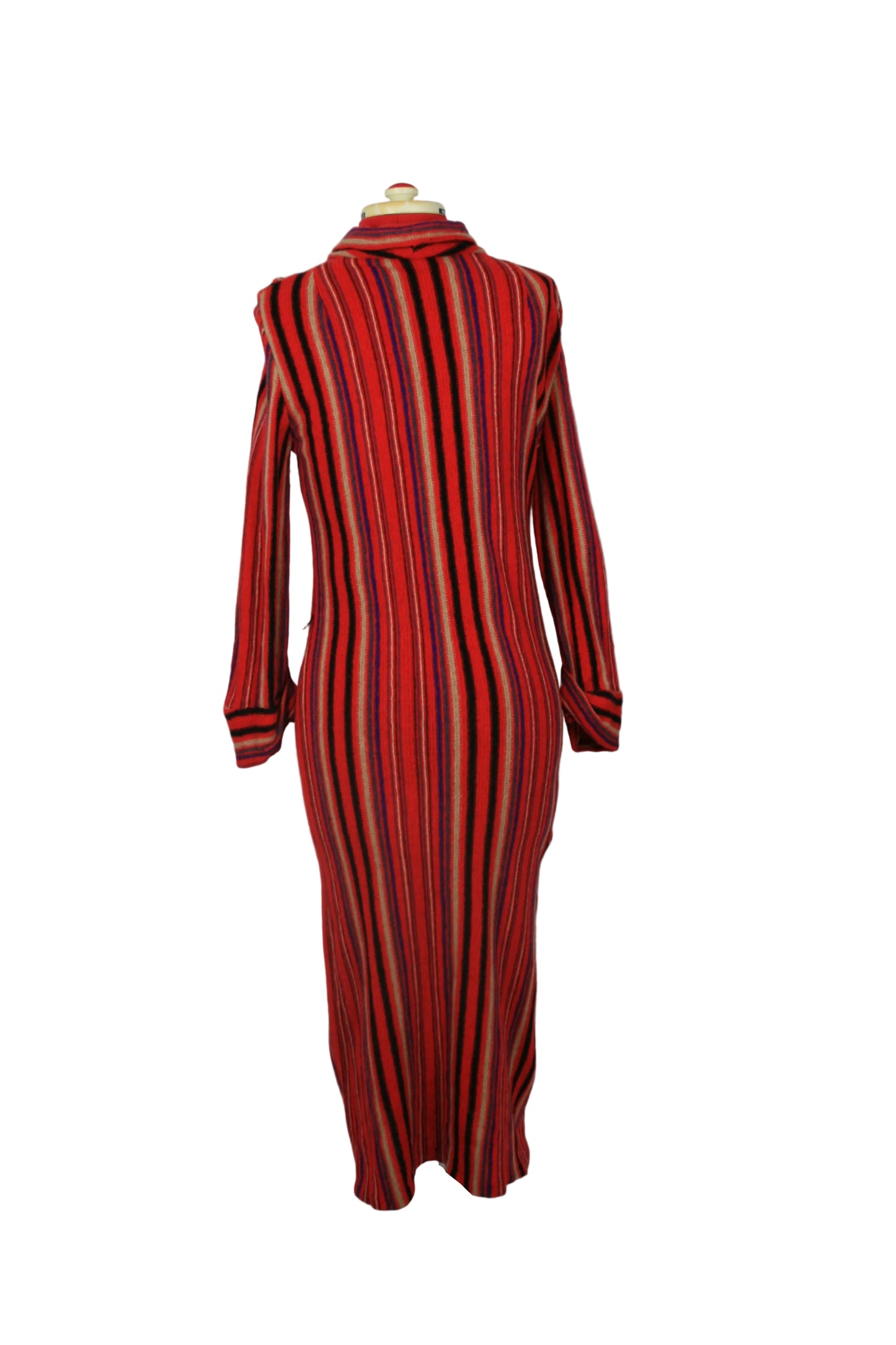 Late 1960s Red Graphic Stripe Mod Dress – Tailored Maxi Silhouette