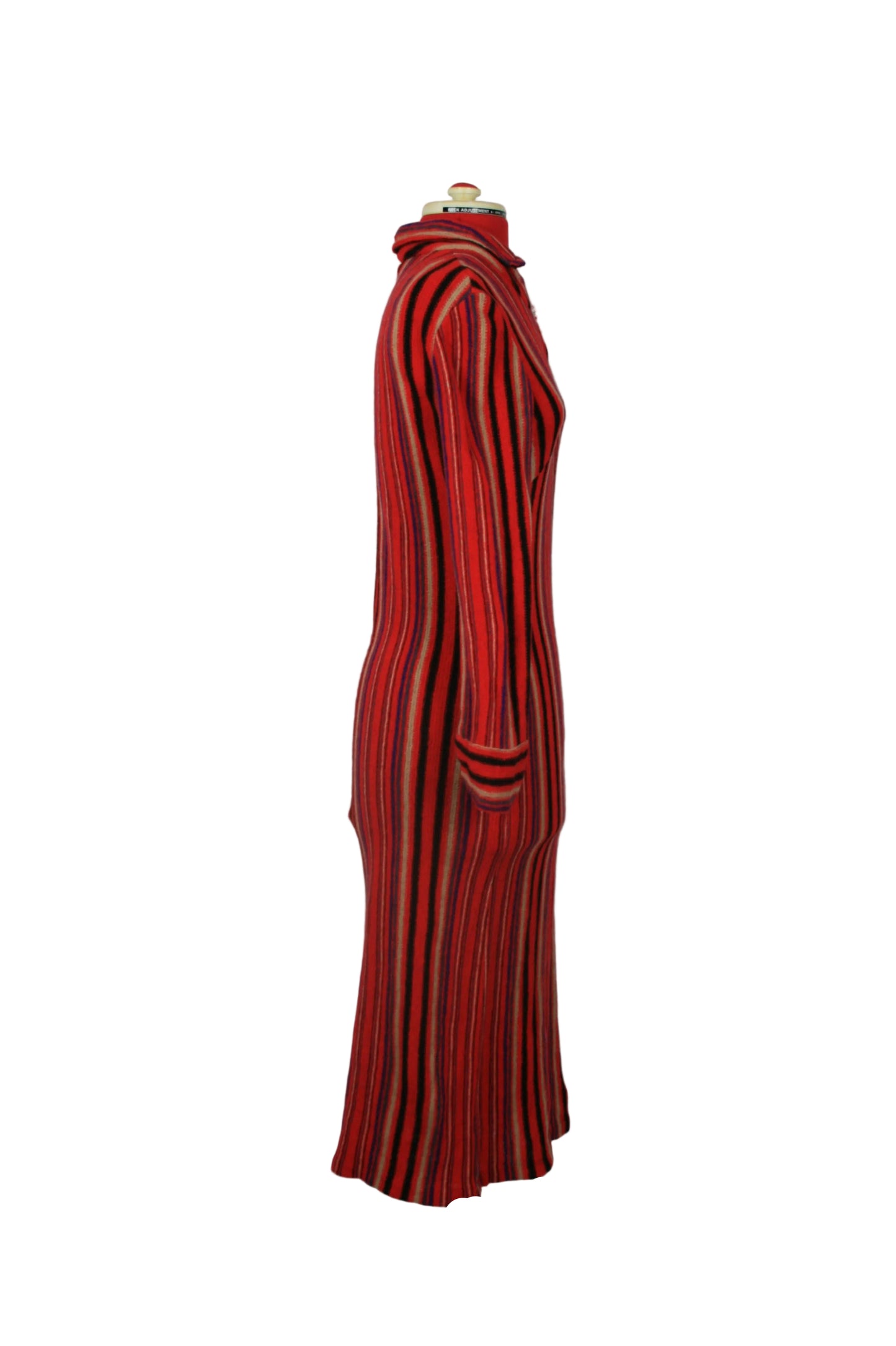 Late 1960s Red Graphic Stripe Mod Dress – Tailored Maxi Silhouette