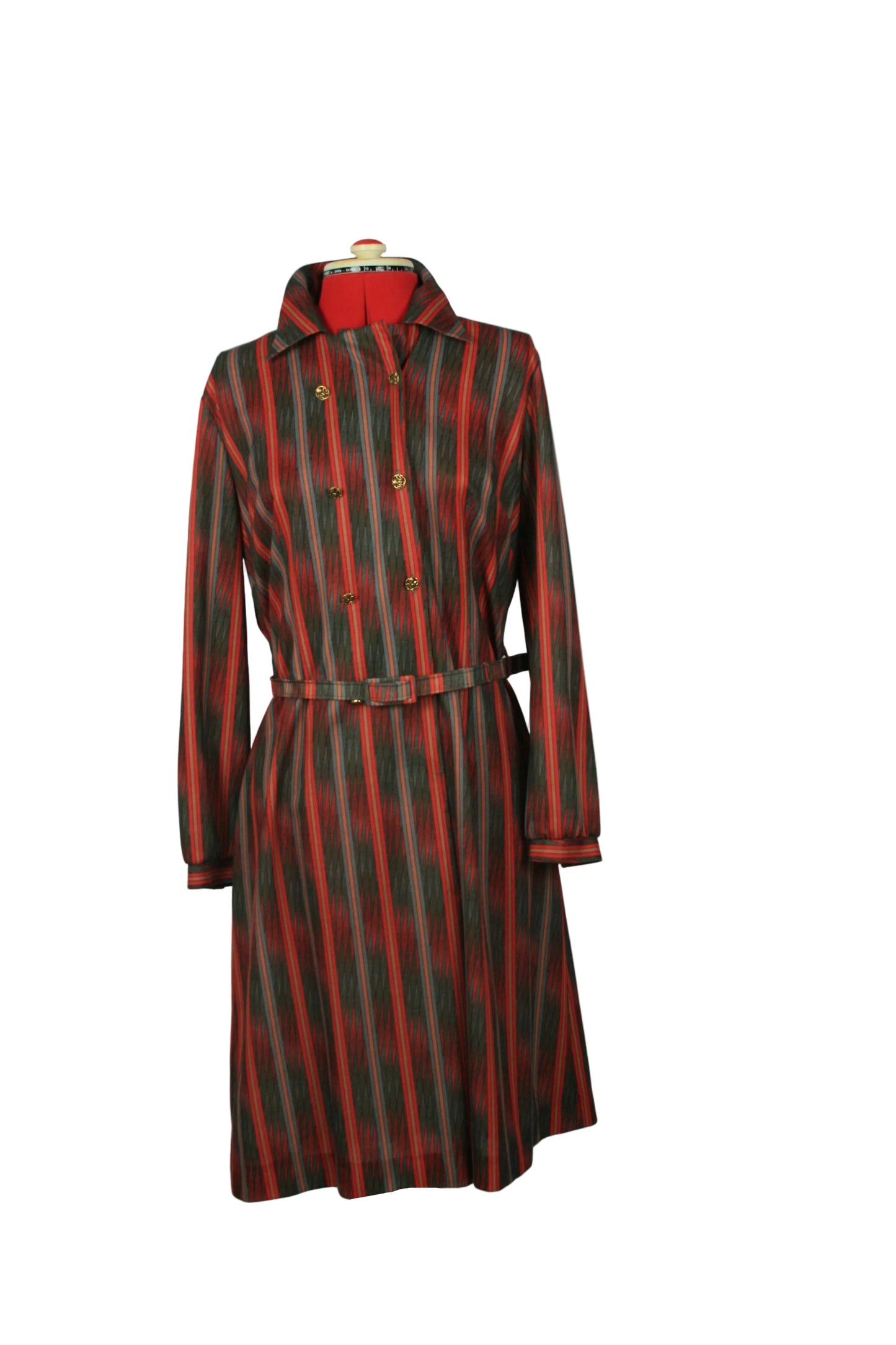 Vintage graphic print dress with belt – late 60s / early 70s mod style Lazarus