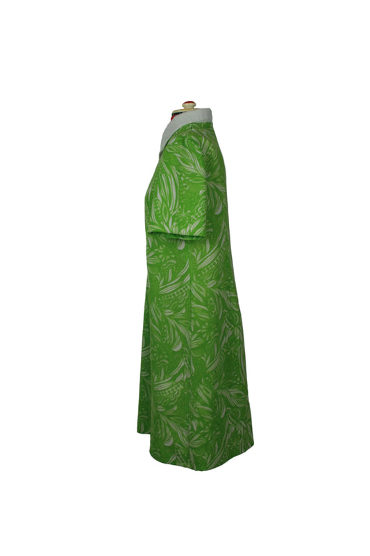 Late 1960s Crimplene Mod Shift Dress – Psychedelic Green Print