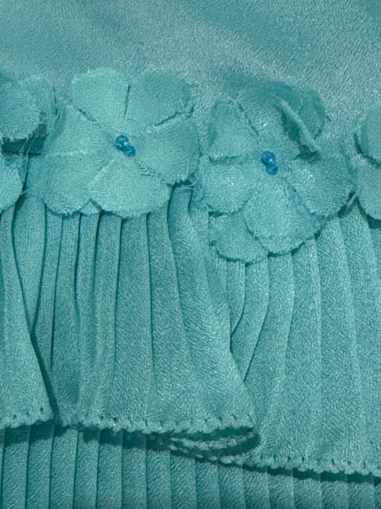 Late 1960s Turquoise Handmade Chiffon Cocktail Dress