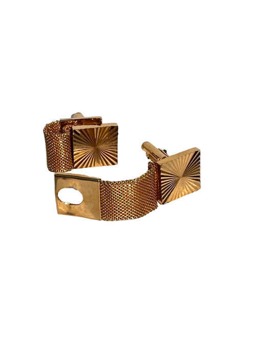 c.1970s Vintage Gold Tone Mesh Wrap Cufflinks