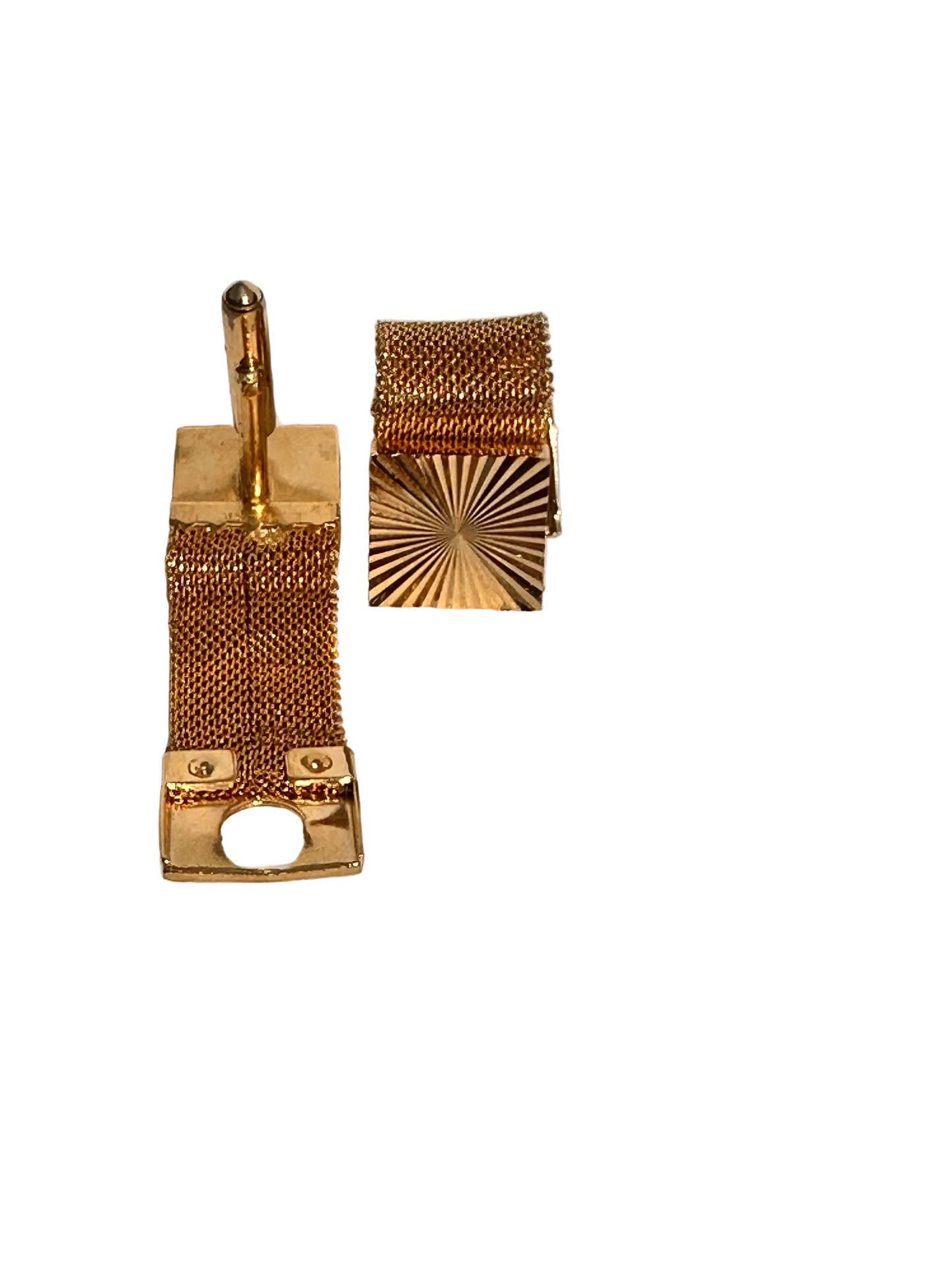c.1970s Vintage Gold Tone Mesh Wrap Cufflinks