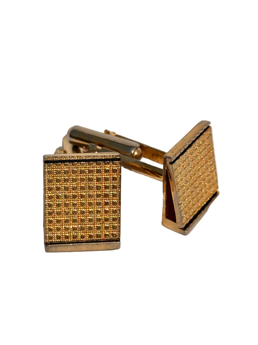 c.1970s Vintage Gold Tone Textured Cufflinks