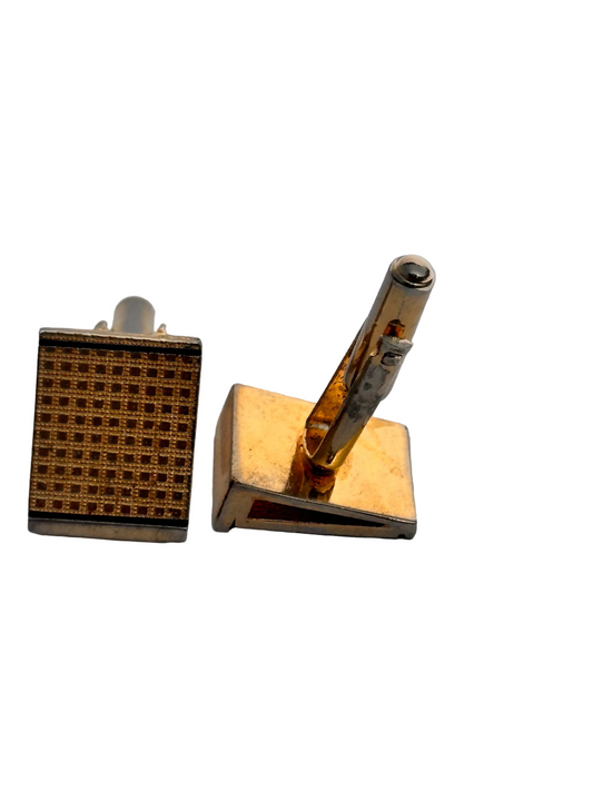 c.1970s Vintage Gold Tone Textured Cufflinks