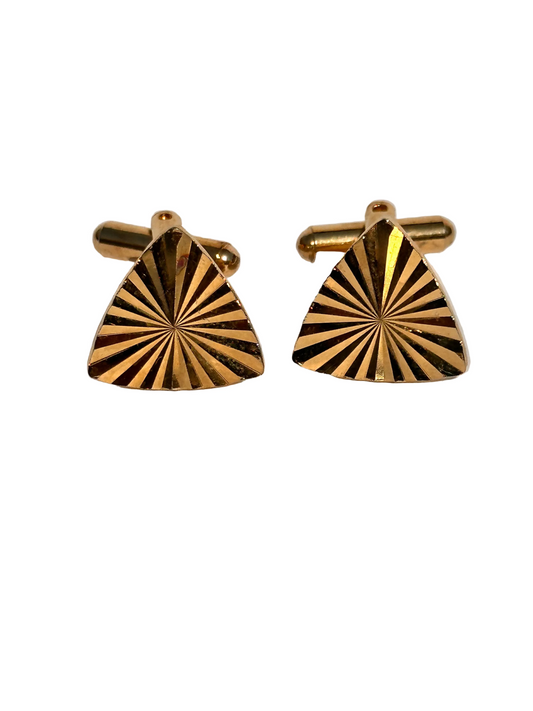 c.1960s True Vintage Gold Tone Atomic Triangle Cufflinks