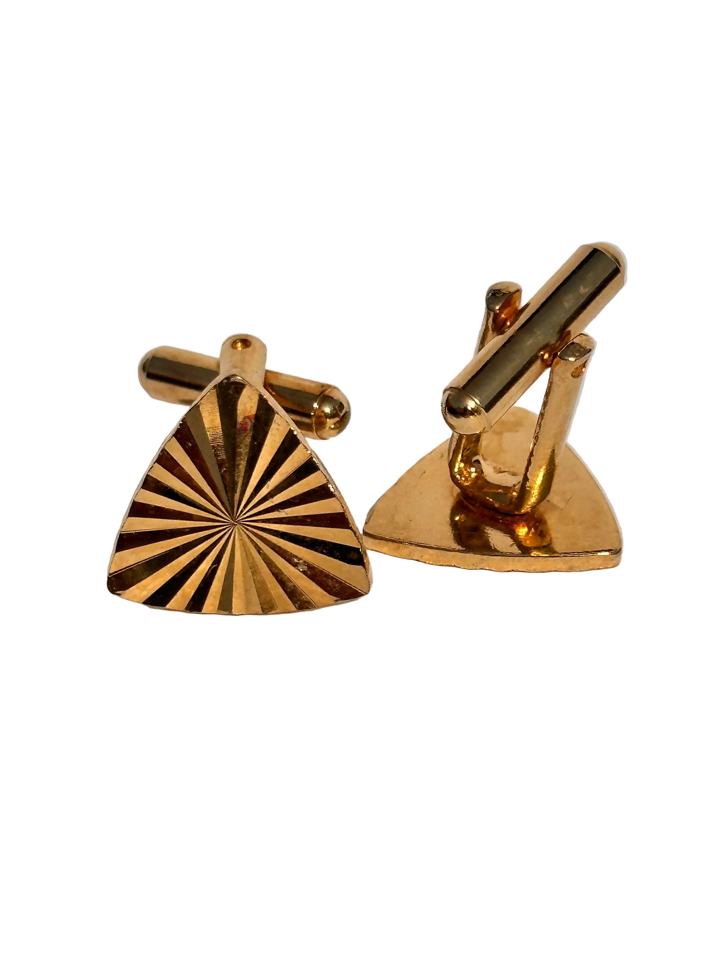 c.1960s True Vintage Gold Tone Atomic Triangle Cufflinks